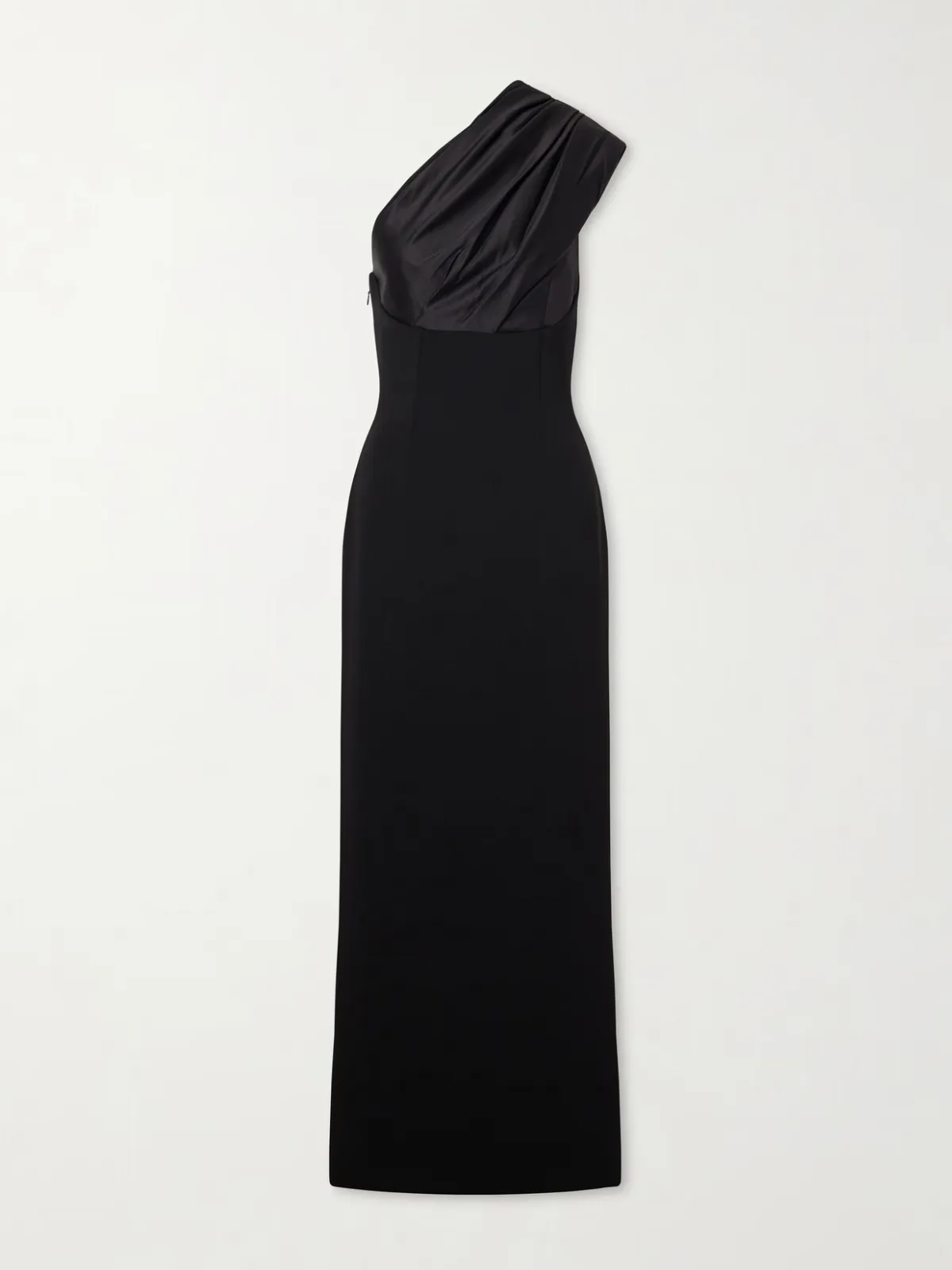 Gracie One-Shoulder Pleated Satin Gown