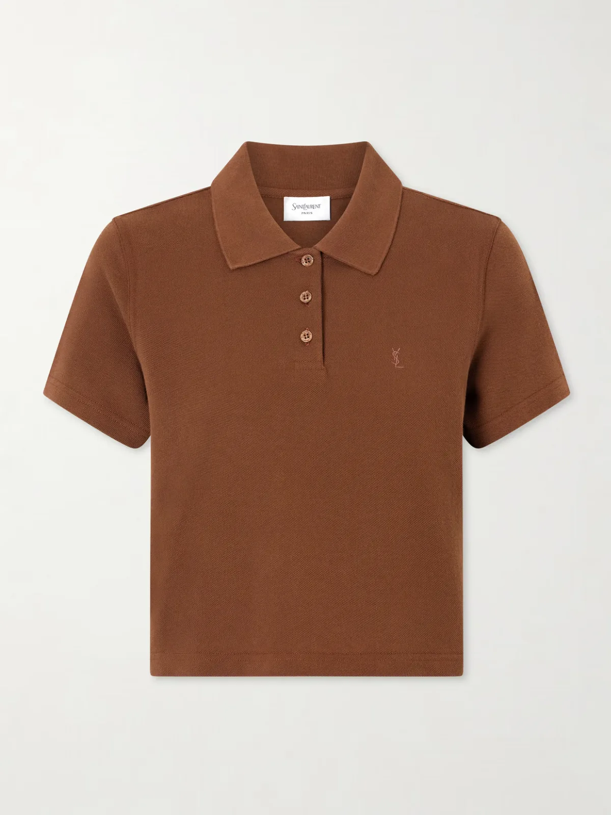 Cassandre-Embroidered Cropped Cotton-Piqué Polo Shirt