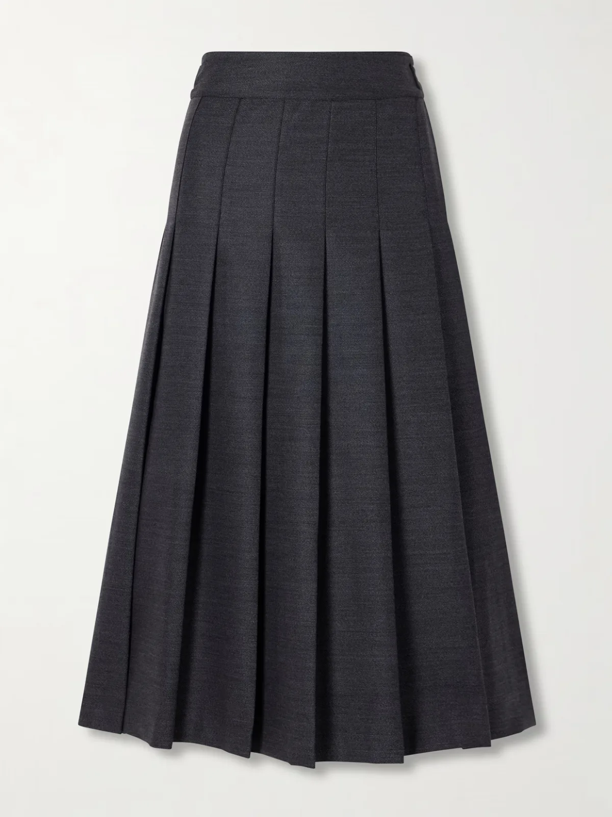 Pleated Wool-Blend Midi Skirt