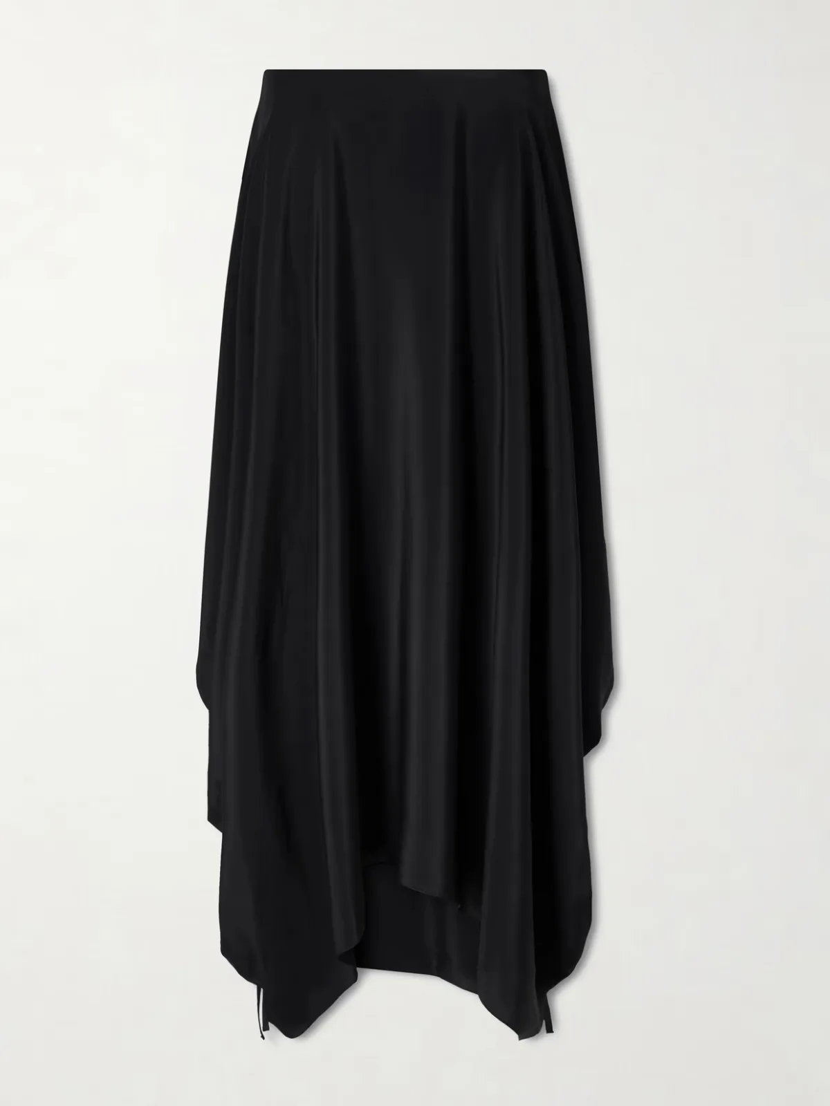 Desia Asymmetric Silk-Crepe Midi Skirt