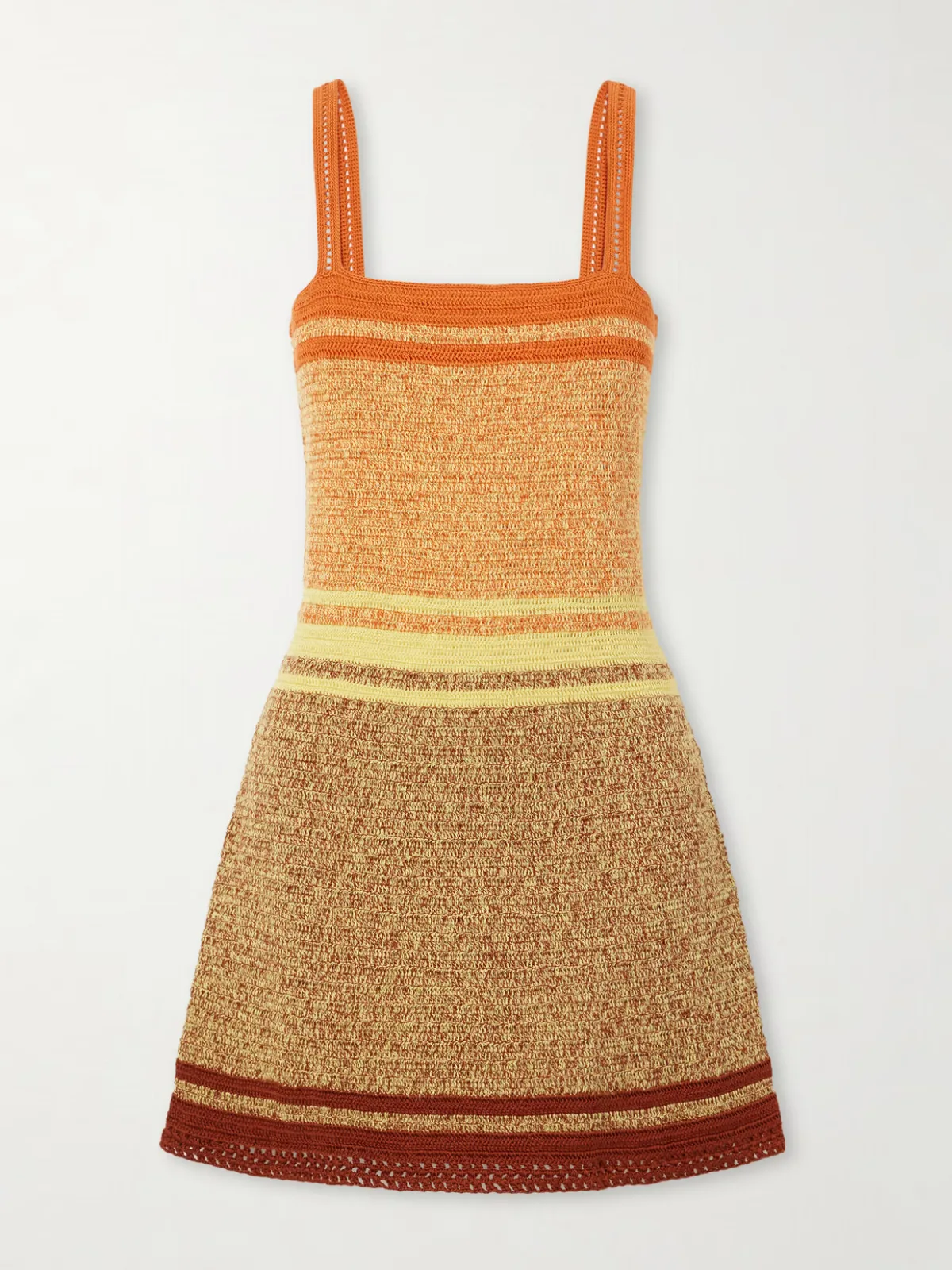 Plumar Striped Crocheted Cotton Mini Dress