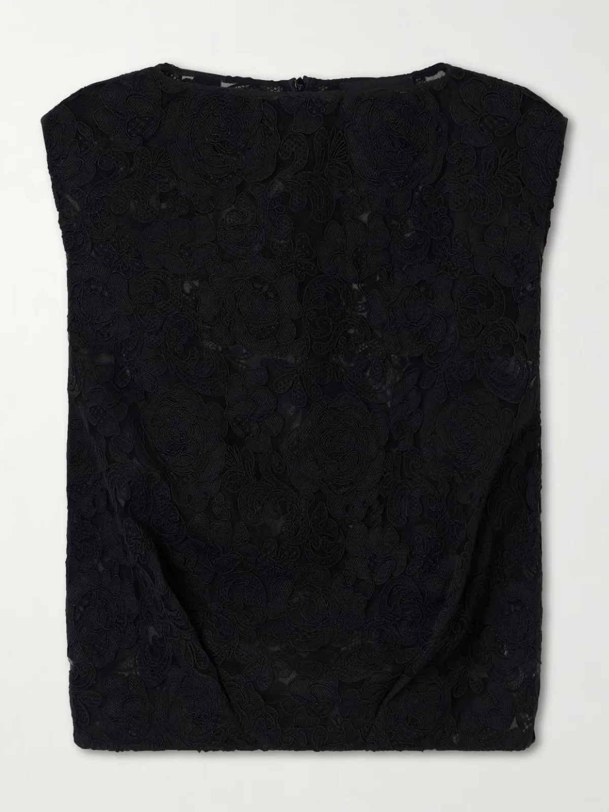 Cropped Floral-Embroidered Lace Blouse