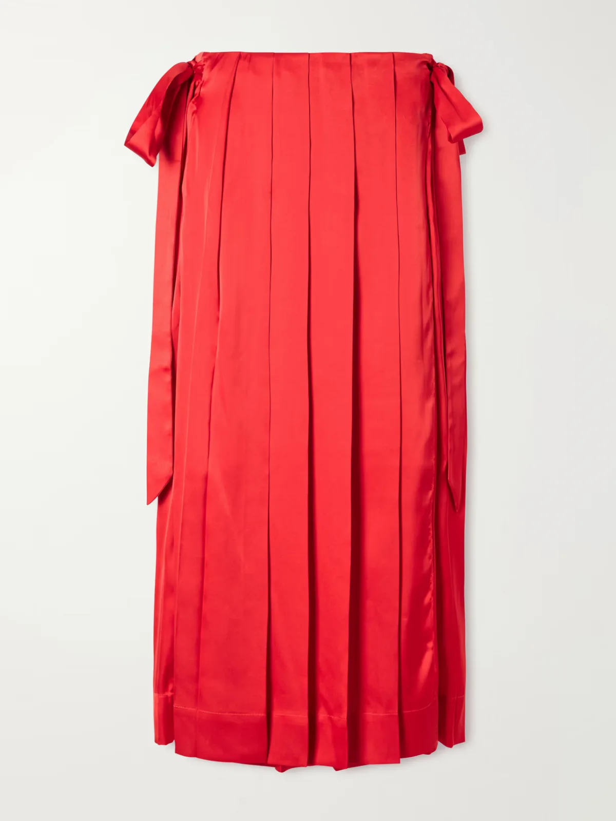 Pleated Sheer Satin Midi Skirt