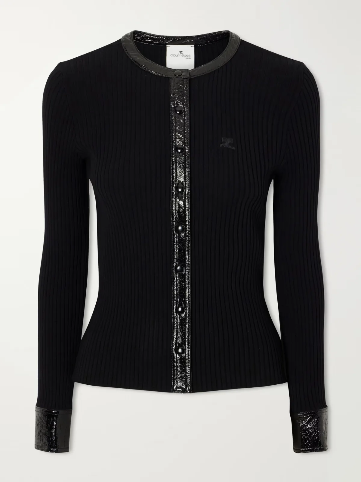 Logo-Embroidered Ribbed-Knit Cardigan