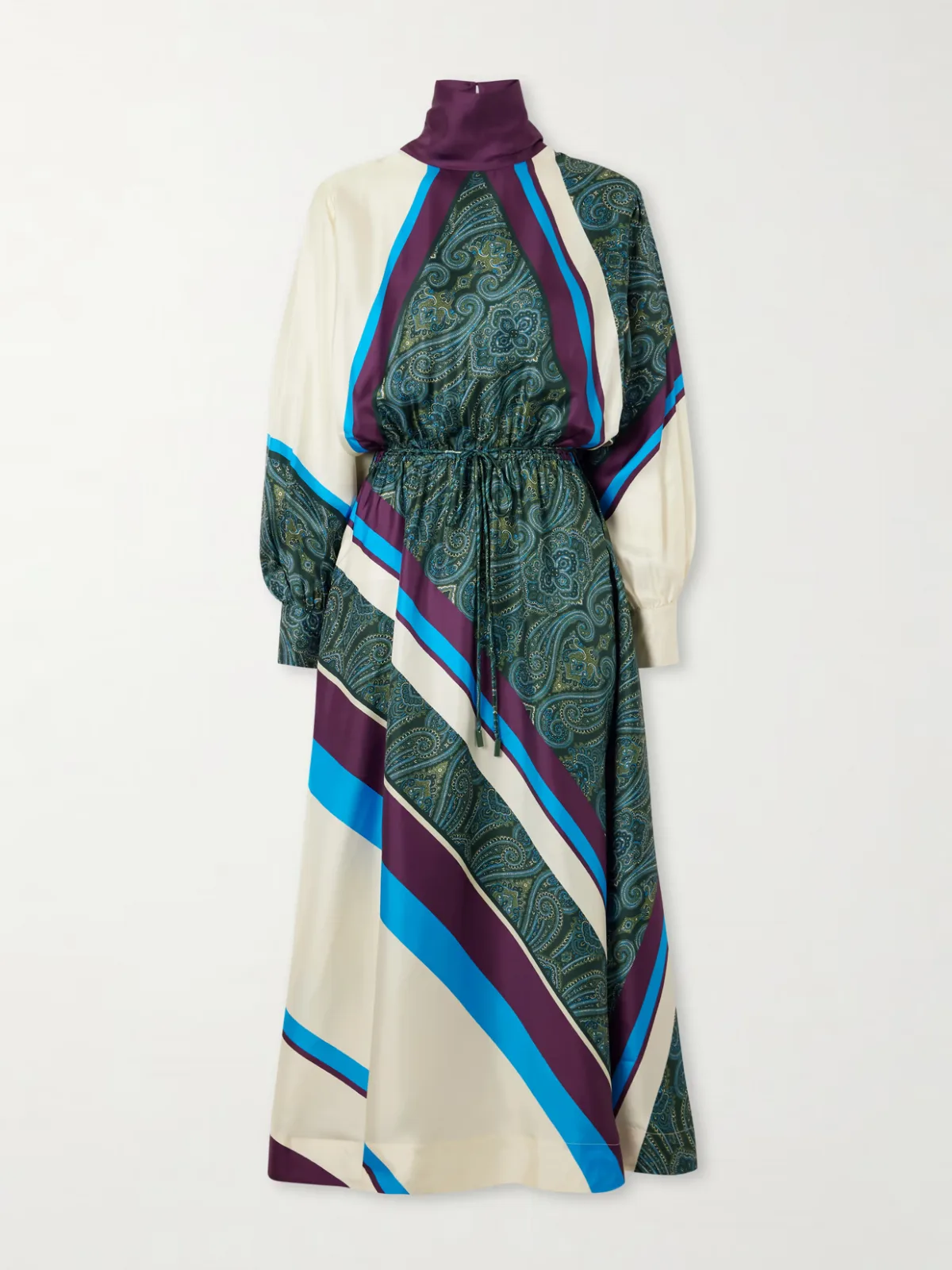 Joni Tie-Detailed Printed Silk-Twill Midi Dress