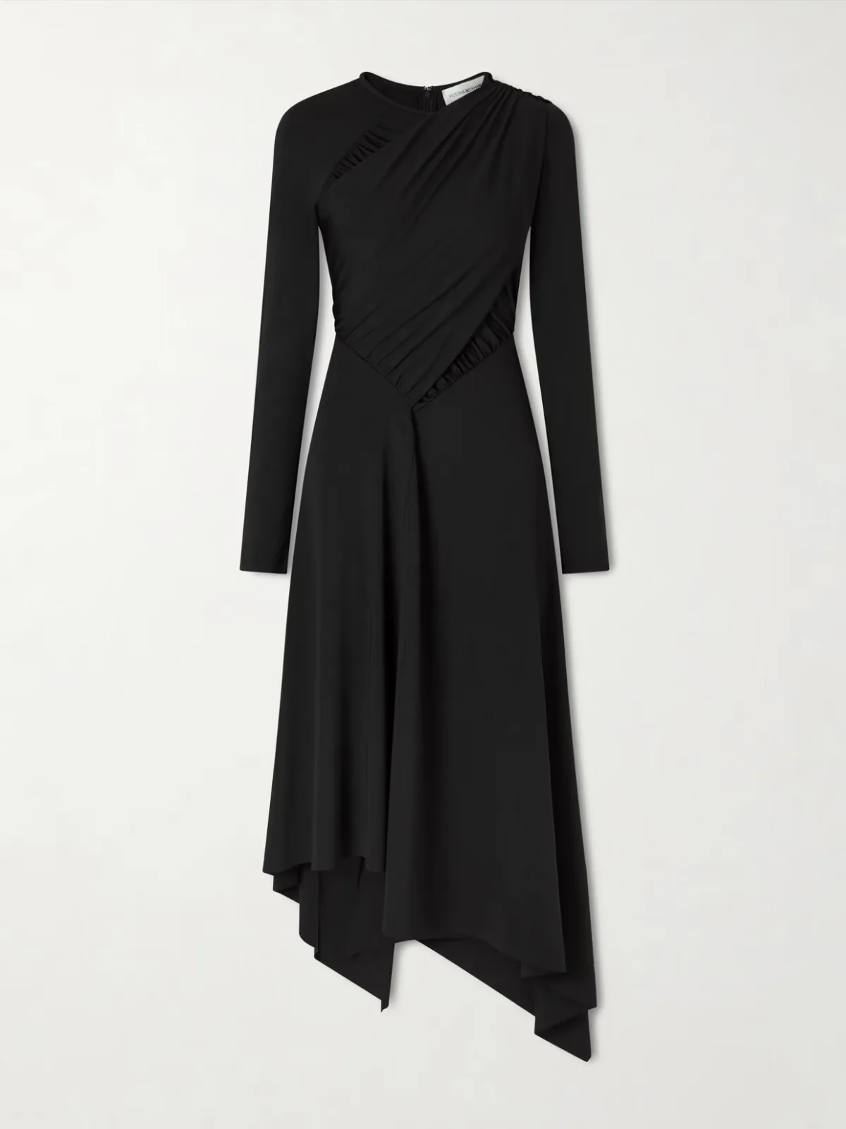 Gathered Crepe Midi Dress