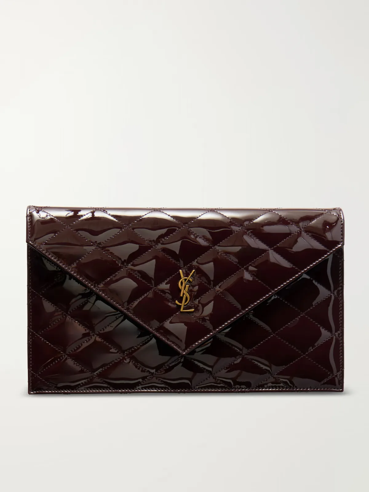 Paris Matelassé Patent-Leather Clutch