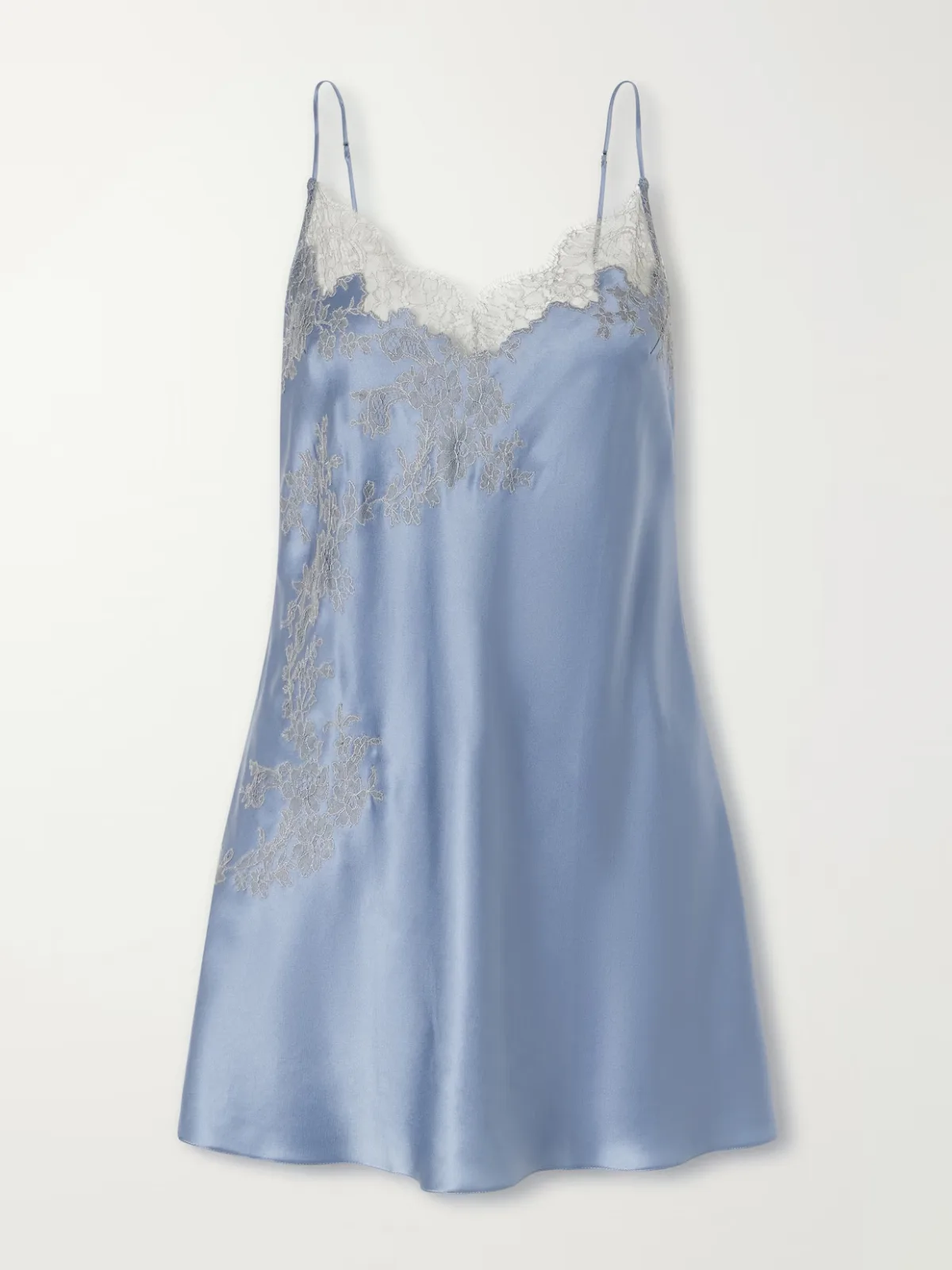 Lace-Embroidered Silk-Satin Mini Dress