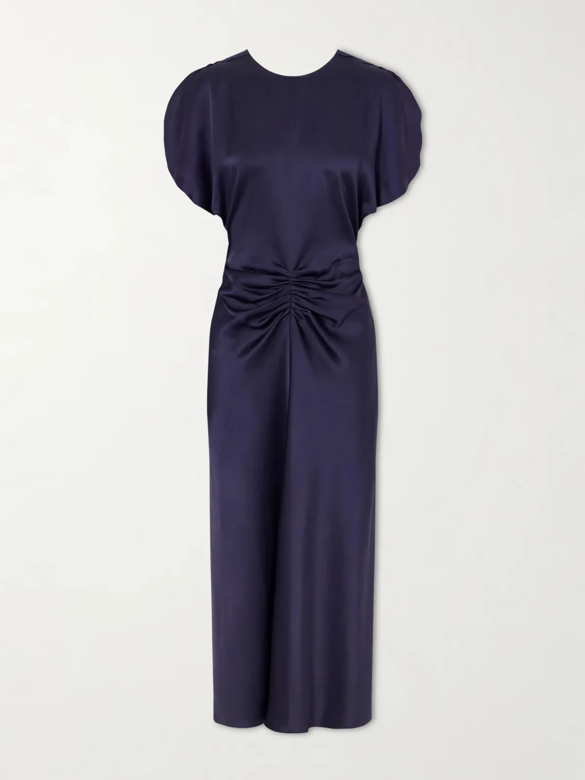 Bela Gathered Satin Midi Dress