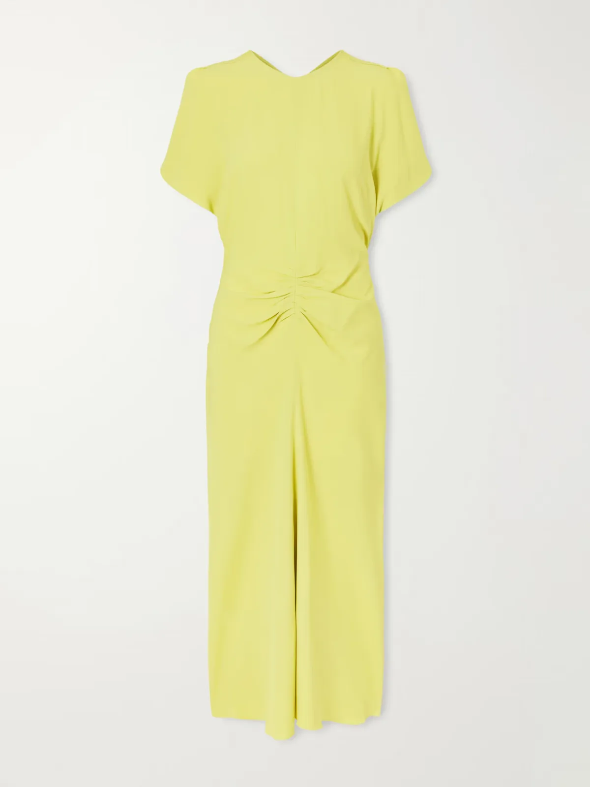 Bela Gathered Satin Midi Dress by Victoria Beckham