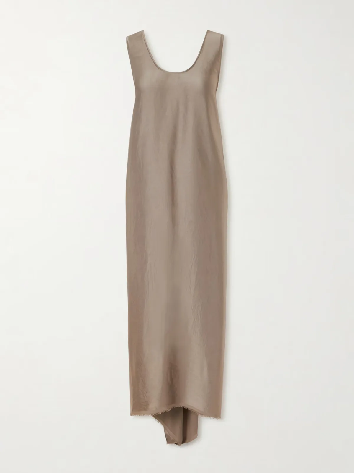 Signy Gathered Frayed Satin Midi Dress