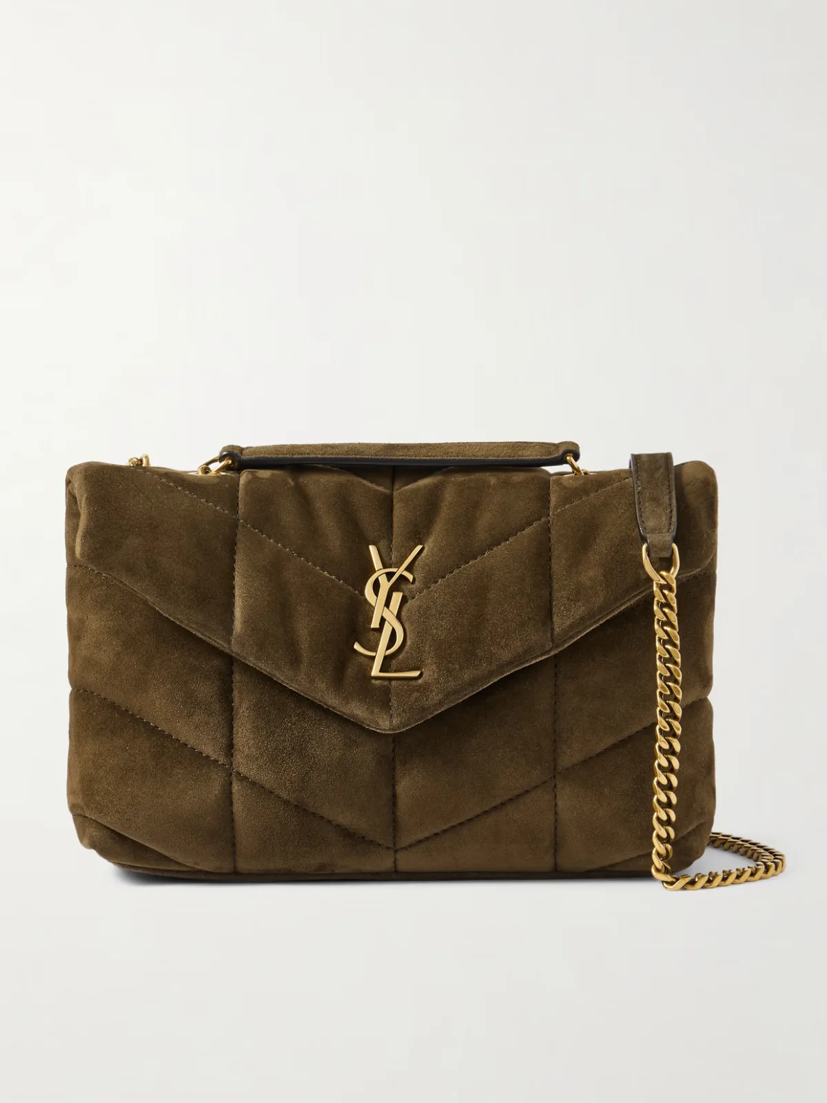 Toy Puffer Matelassé Leather-Trimmed Suede Shoulder Bag