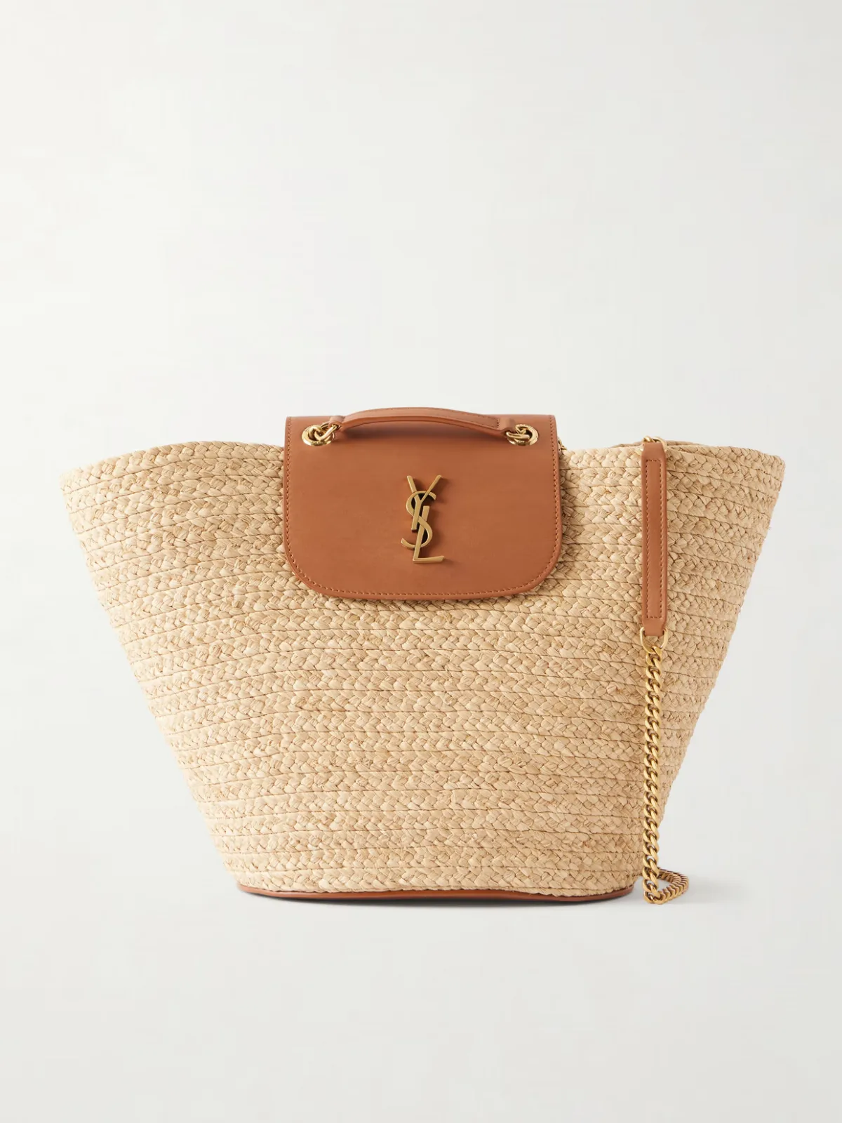 Panier Leather-Trimmed Raffia Tote