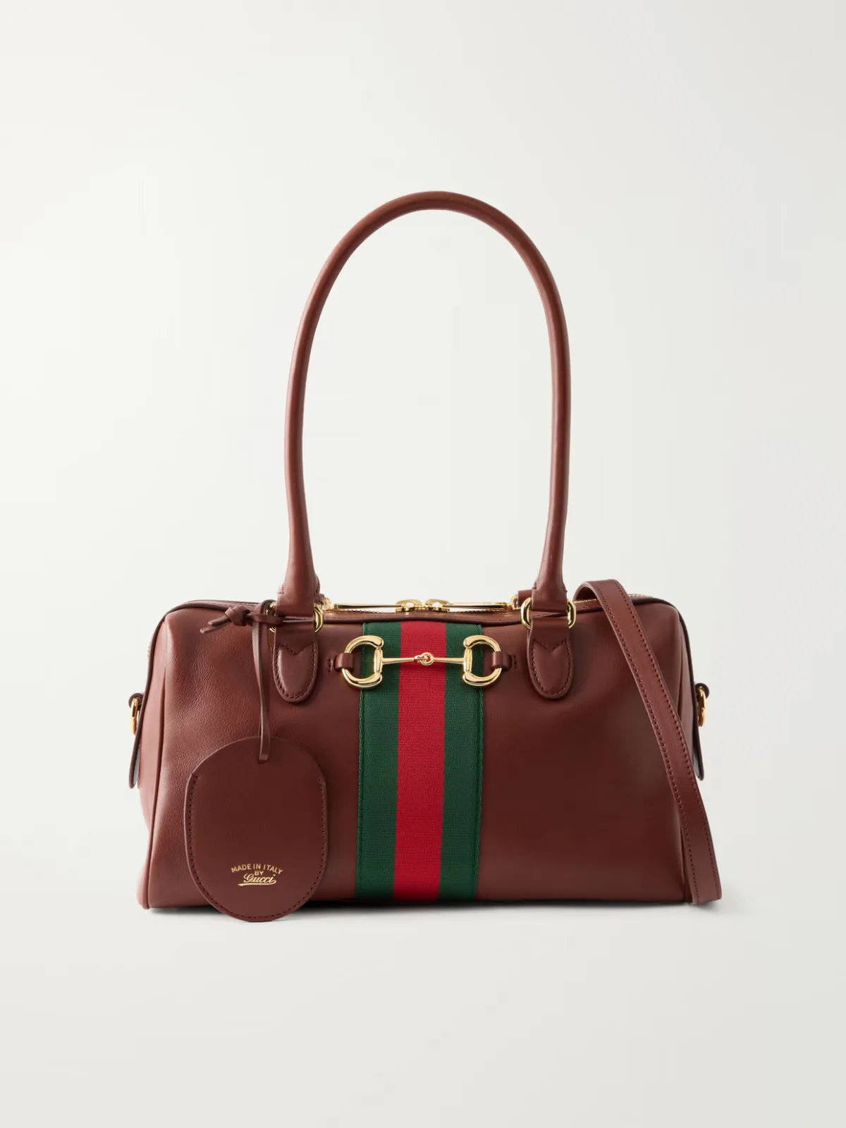 Borsetto Small Webbing-Trimmed Leather Shoulder Bag