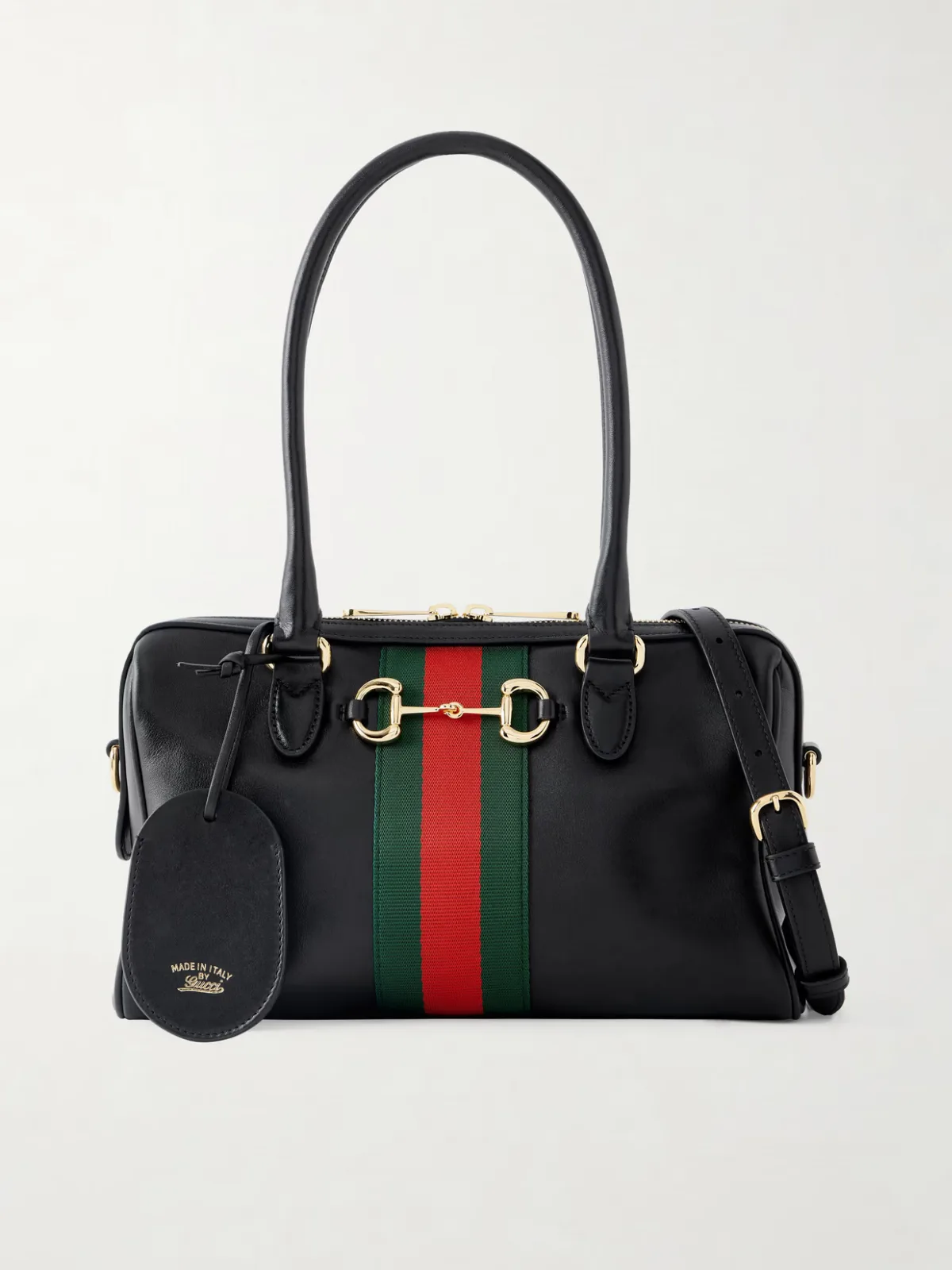 Borsetto Small Webbing-Trimmed Leather Shoulder Bag