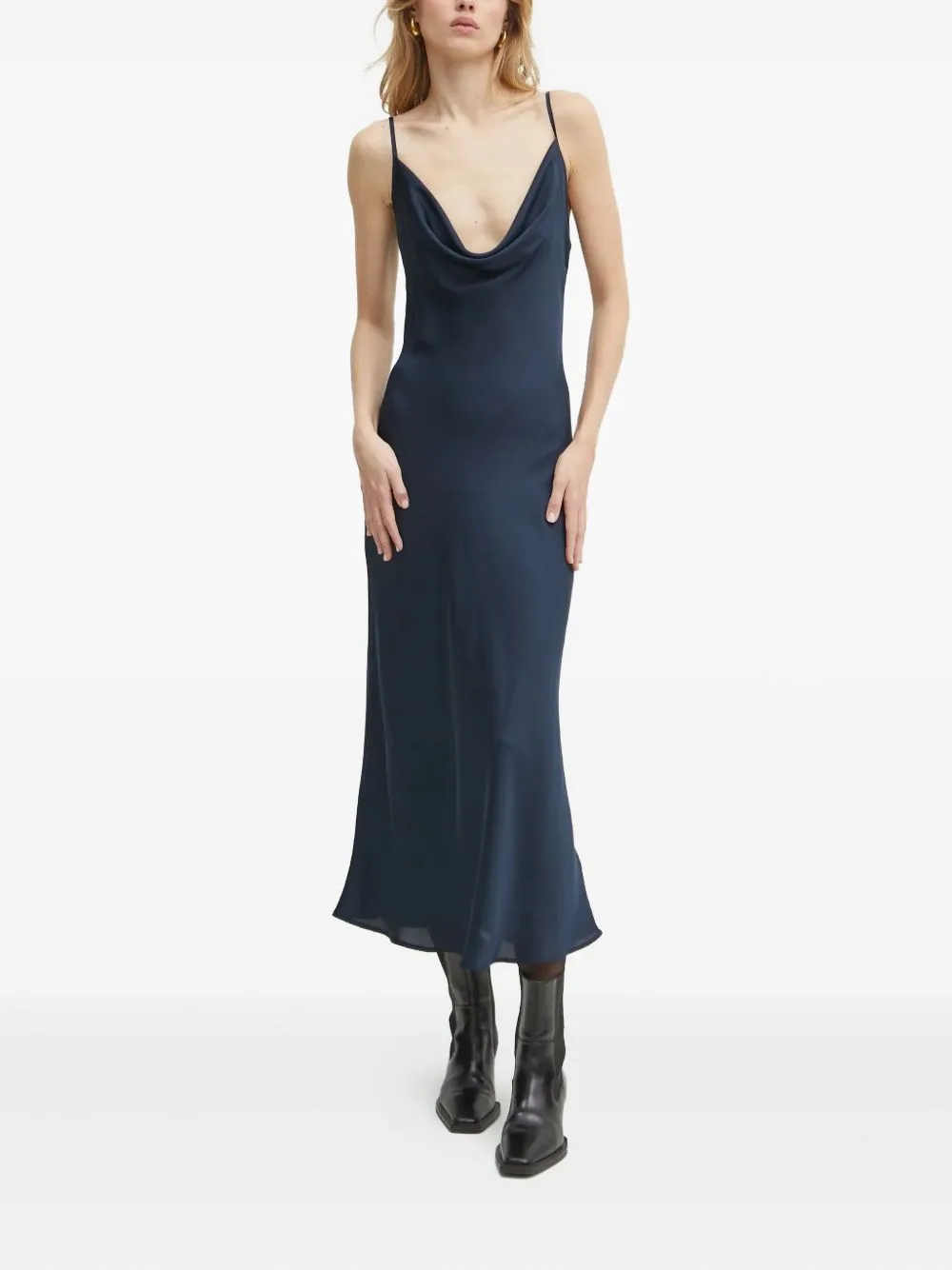 Cowl-Neck Midi Dress