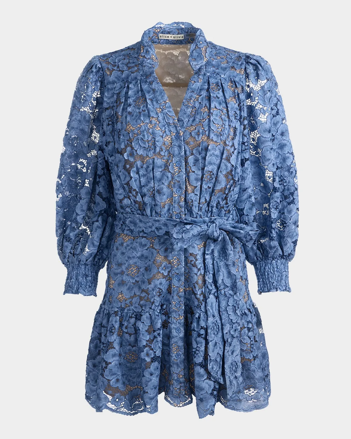 Cora Voluminous Floral Lace Shirtdress