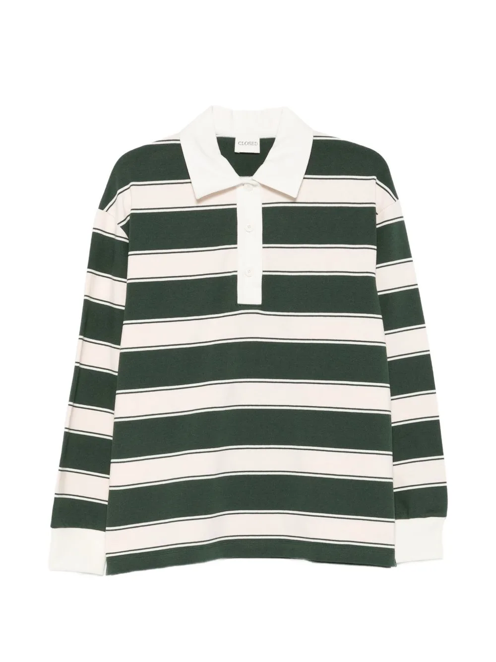 Striped Long-Sleeve Polo Top