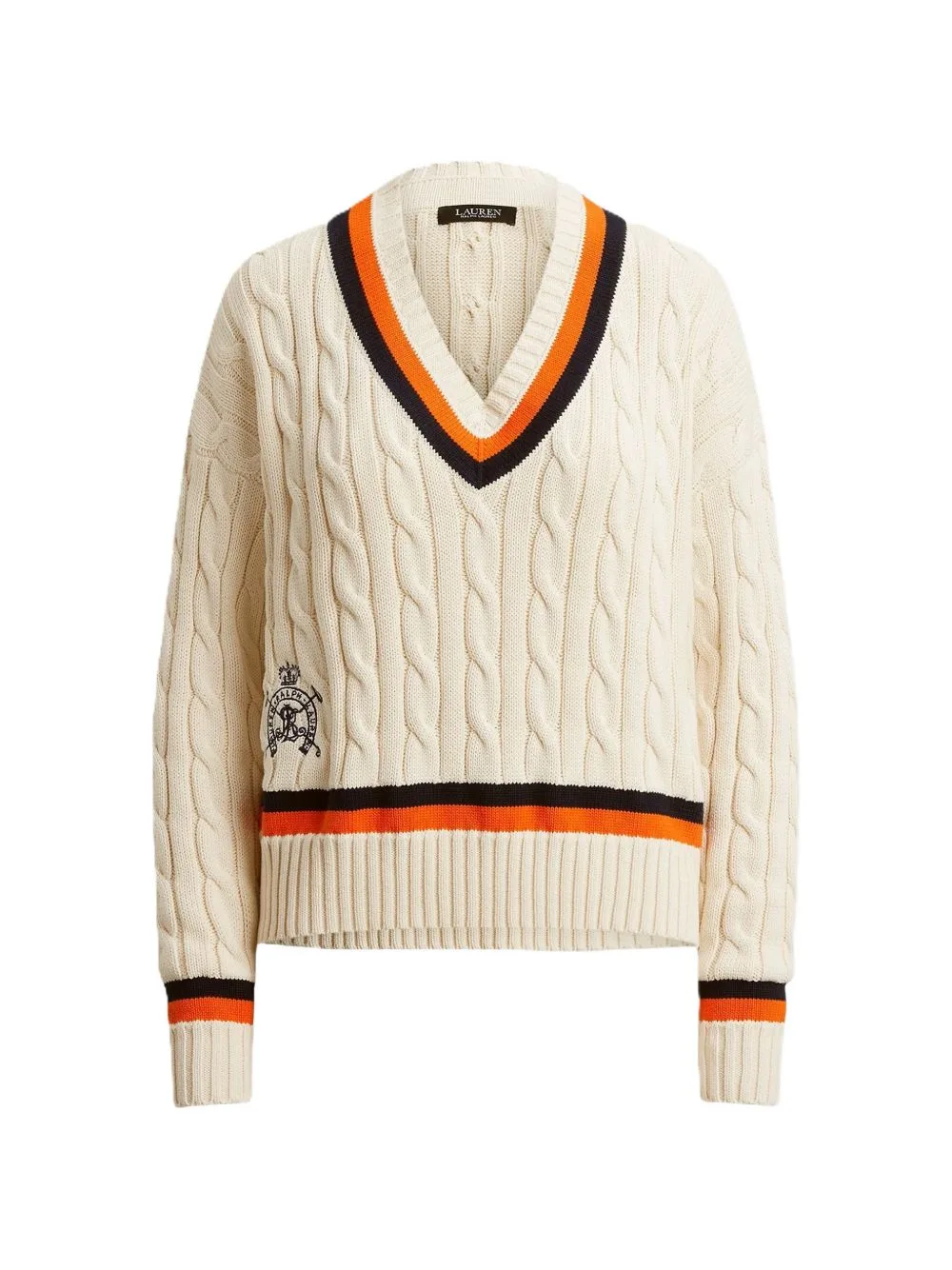 Cable-Knit V-Neck Sweater