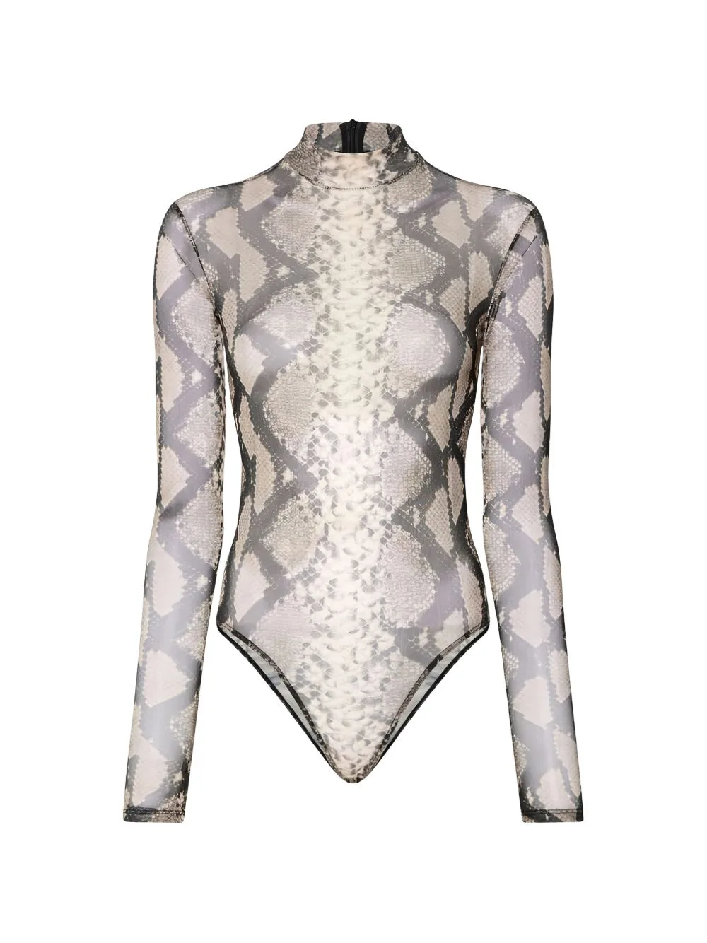 Snake-Print Mock-Neck Bodysuit