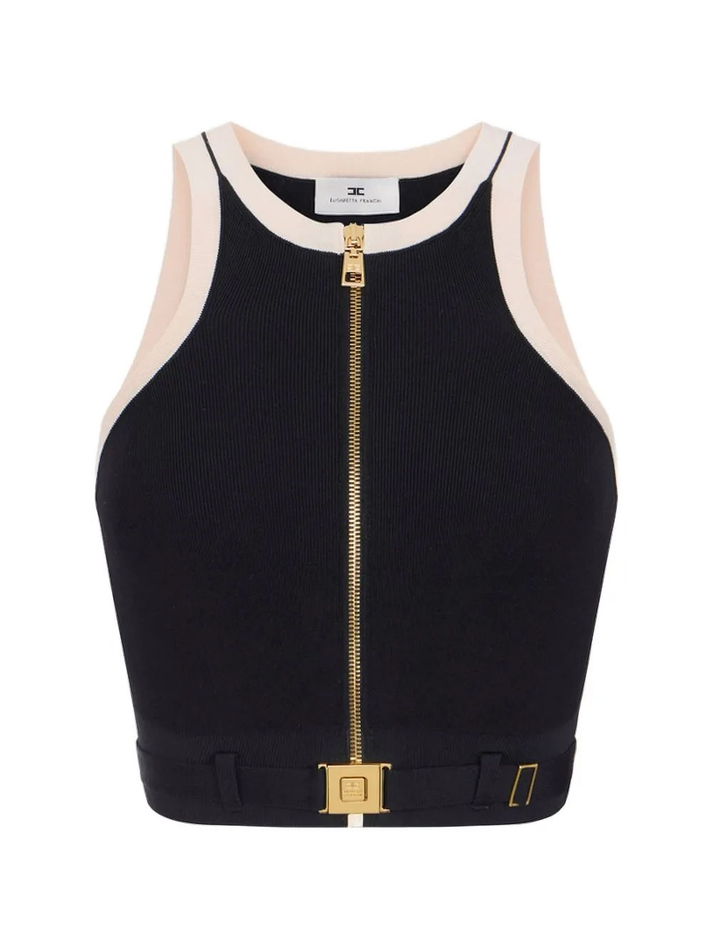 Knit Fabric Top with Shiny Viscose Bands