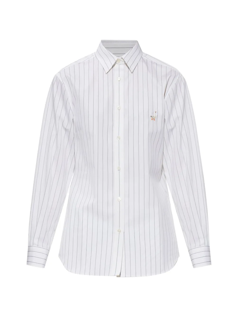 Pinstripe Goose-Embroidered Shirt