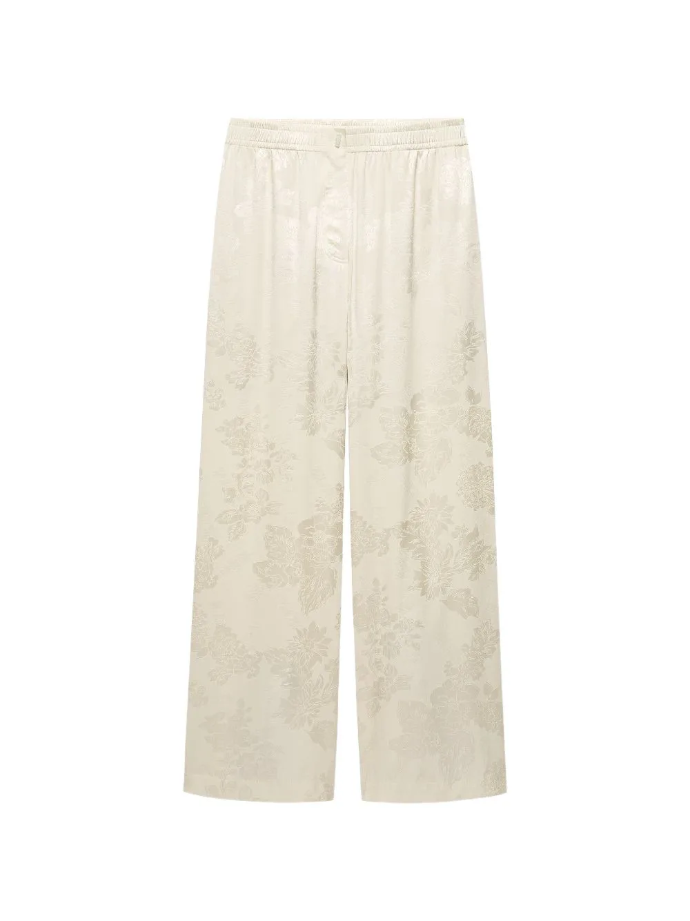 Floral-Jacquard Flared Trousers