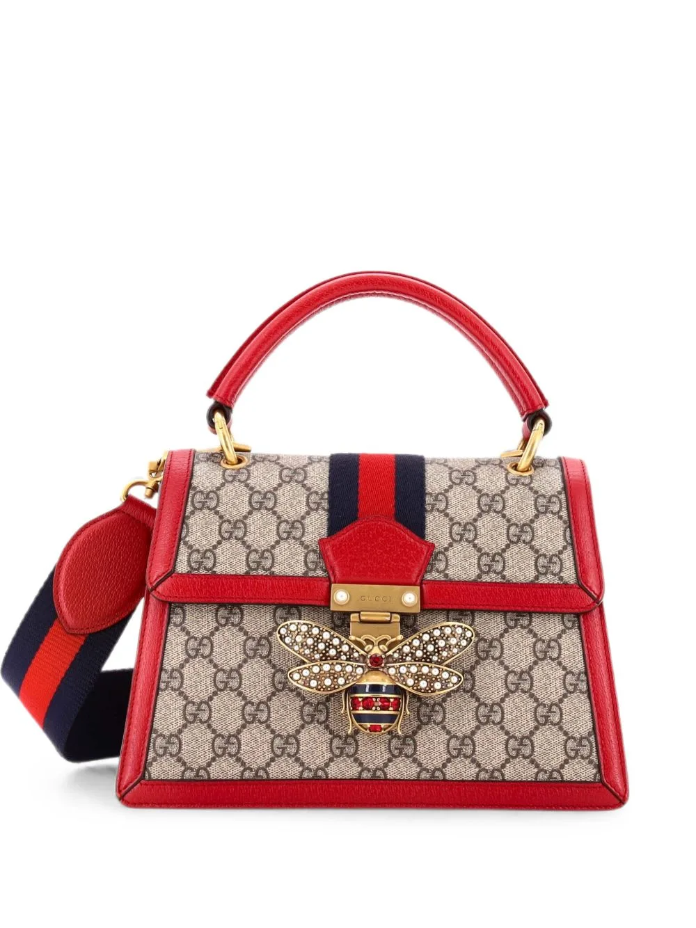 Queen Margaret Top Handle Bag GG Coated Canvas with Leather Small Satchel