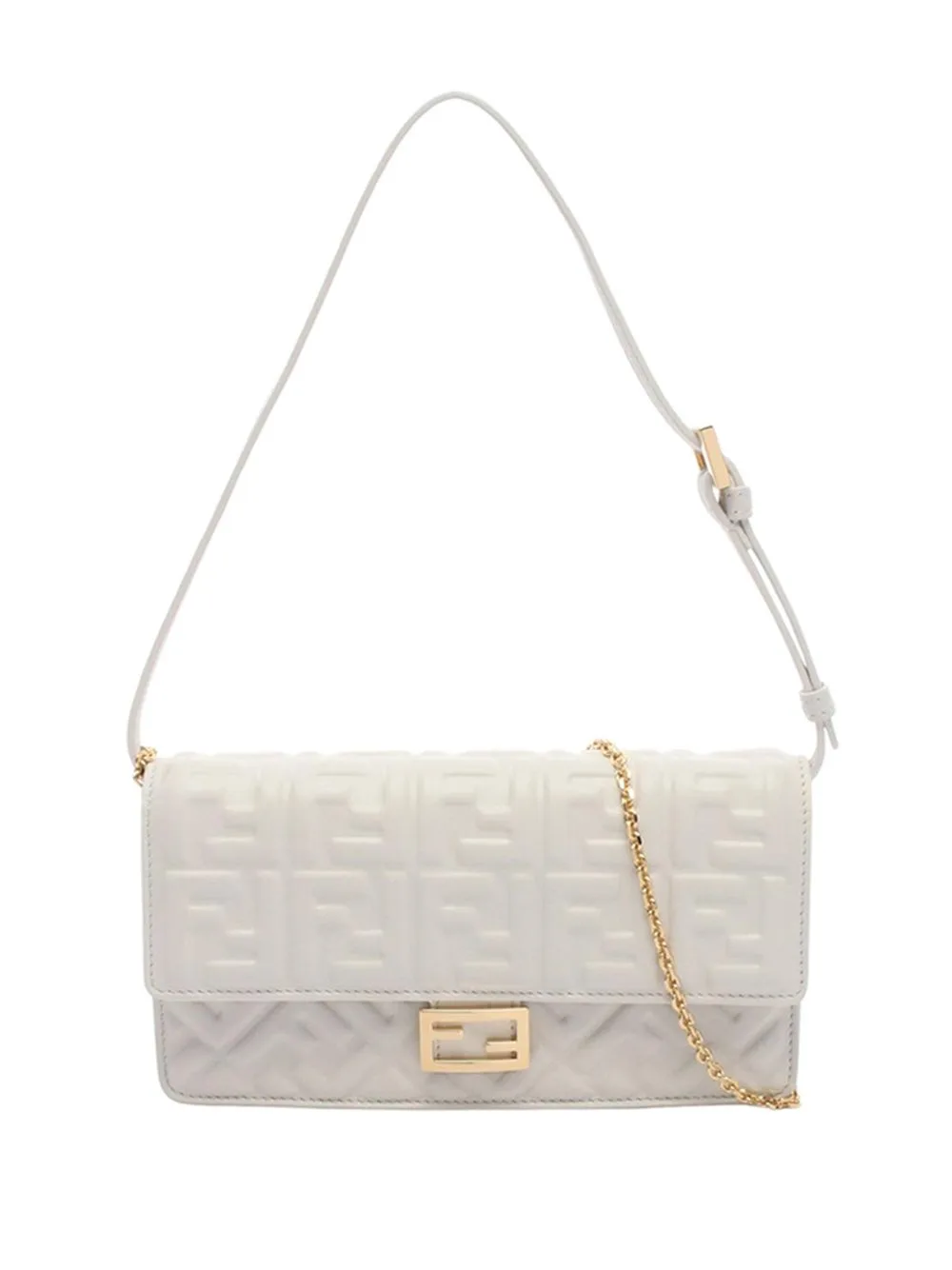 2010-2026 Zucca Embossed Leather Baguette Wallet on Chain Satchel