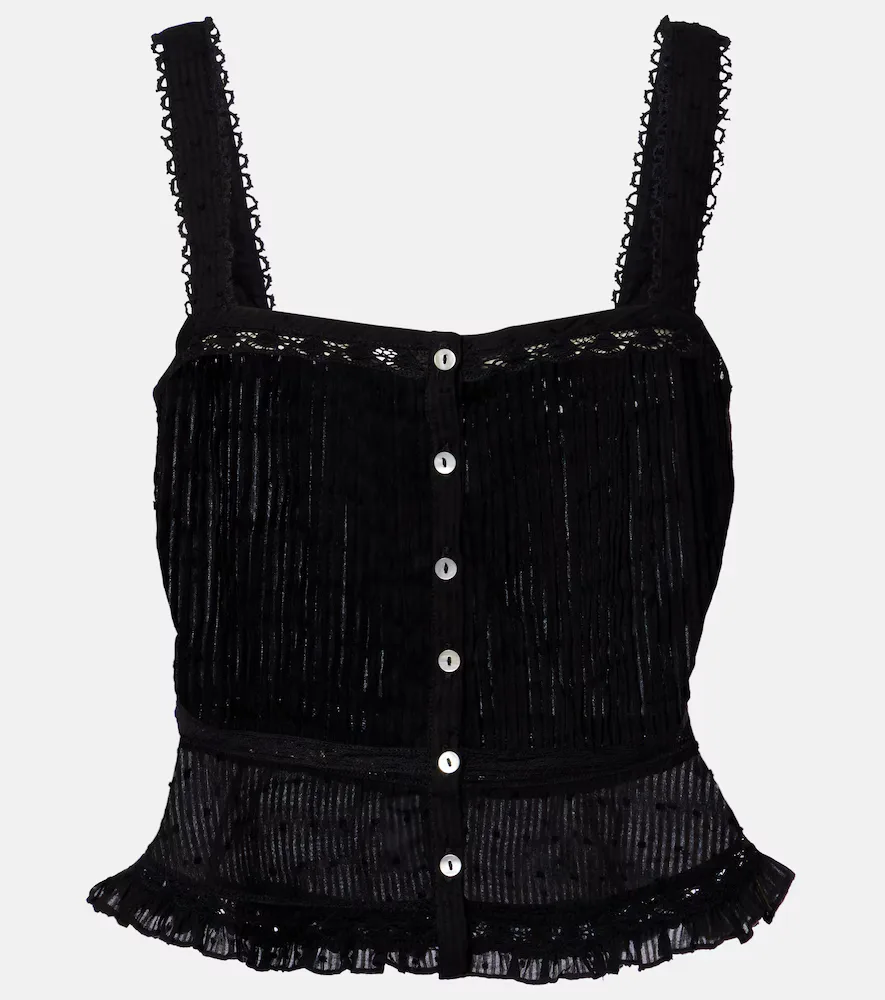 Berry Lace-Trimmed Cotton Top