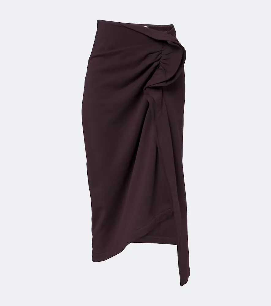 Ruffled Cotton Jersey Midi Skirt