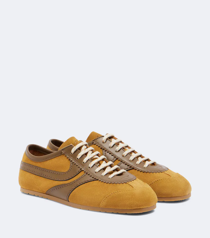 Leather-Trimmed Suede Sneakers