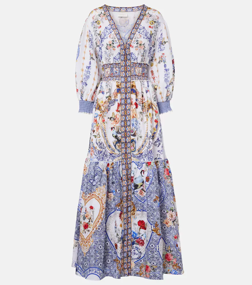 Printed Linen Maxi Dress