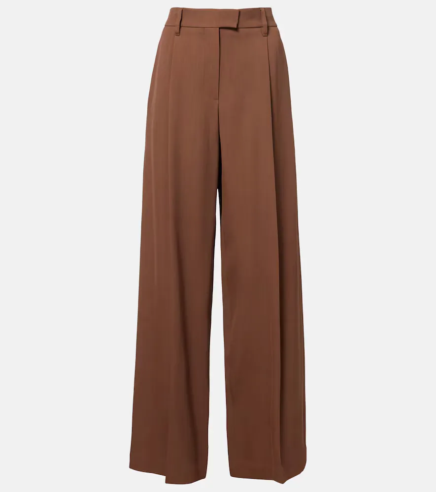 Monili Pleated Wool-Blend Wide-Leg Pants