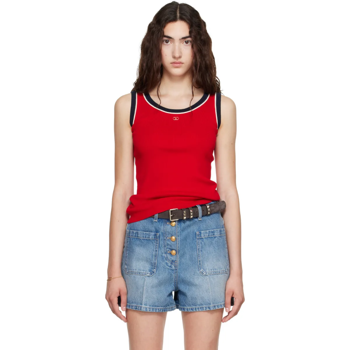 Knit Cotton VLogo Tank Top