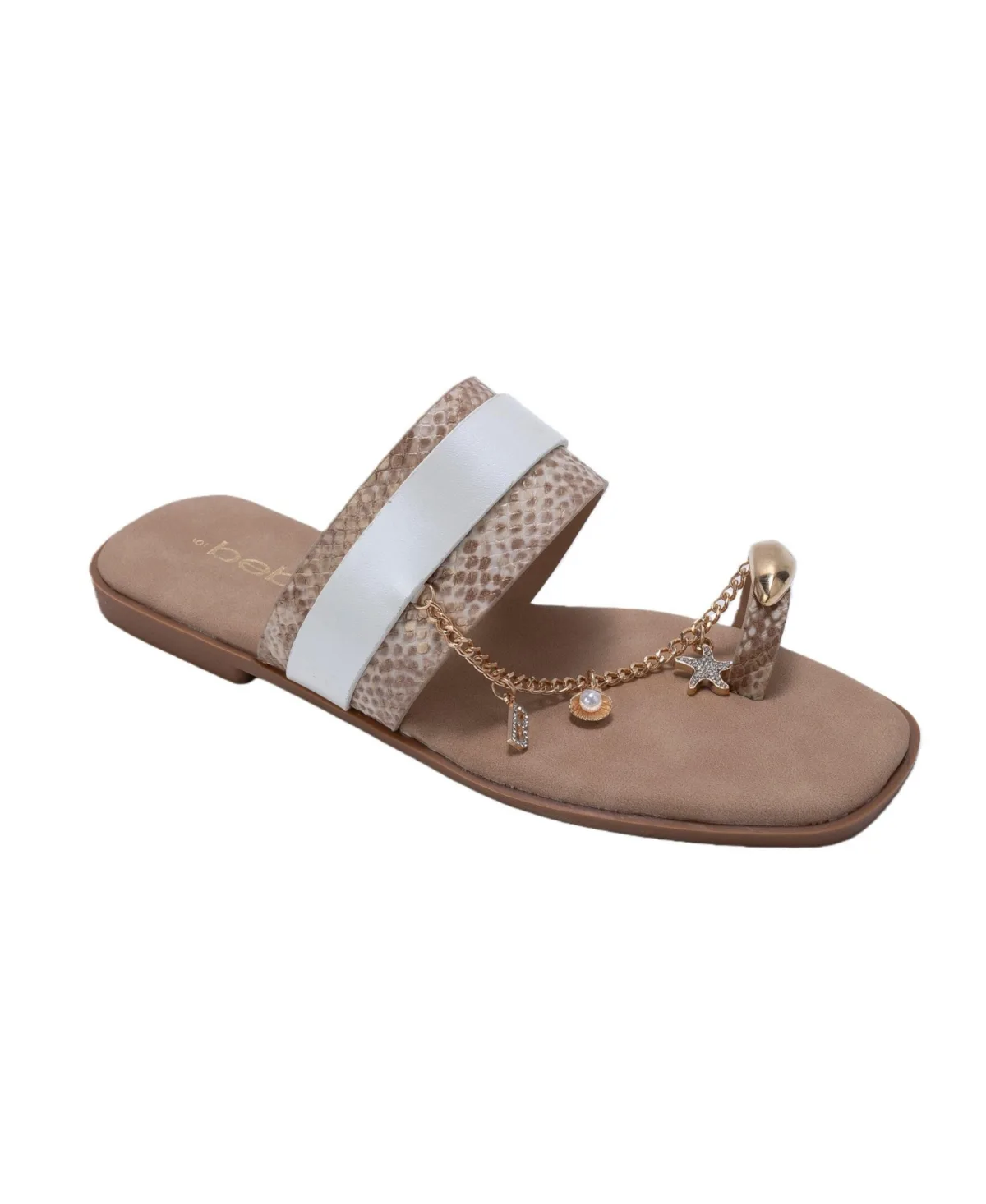Thong Sandals with Charm Chain Detail Flat Slip-On Summer Sandals