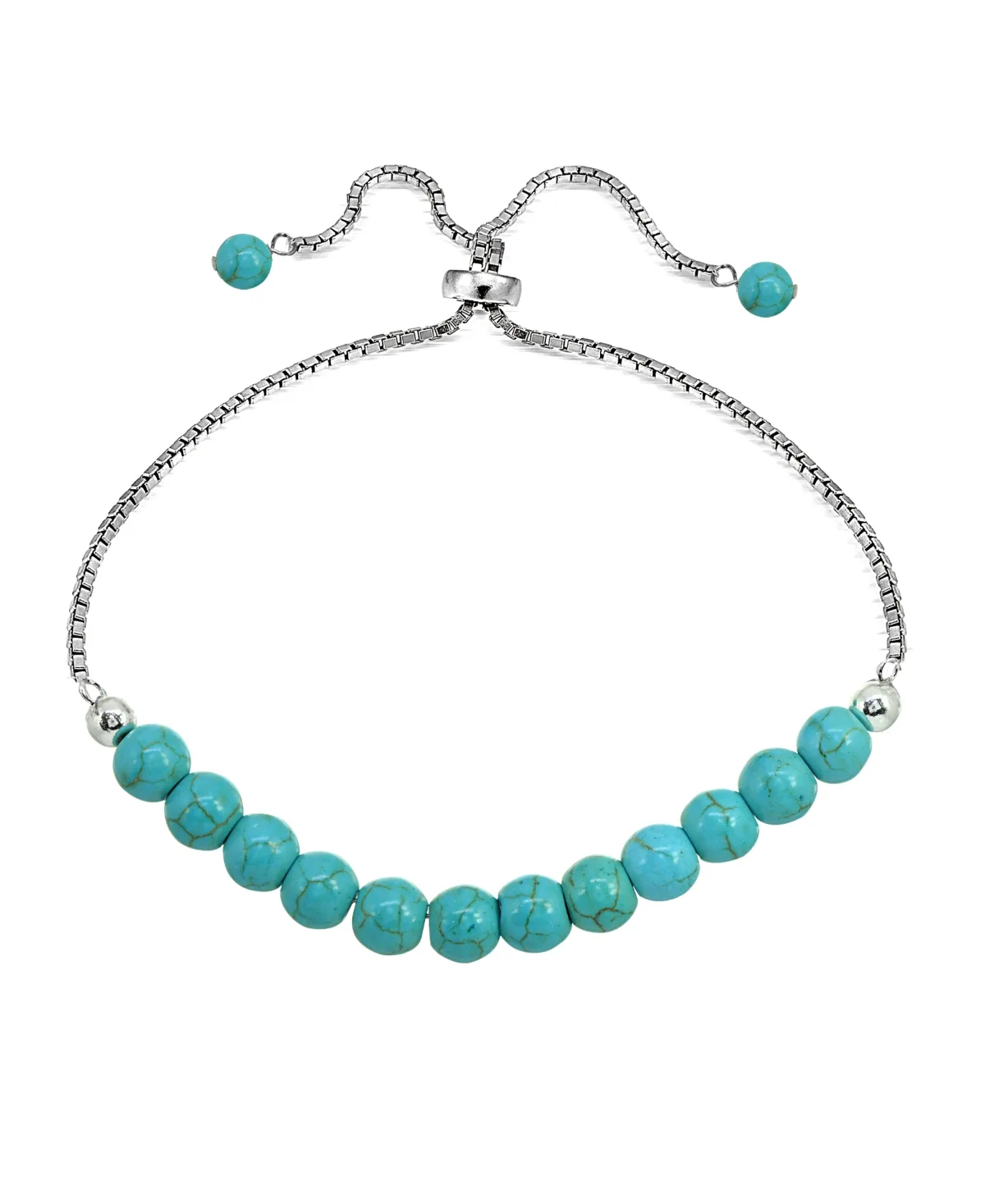 Genuine Stone Bead Adjustable Bracelet in Silver Plate by Macy's