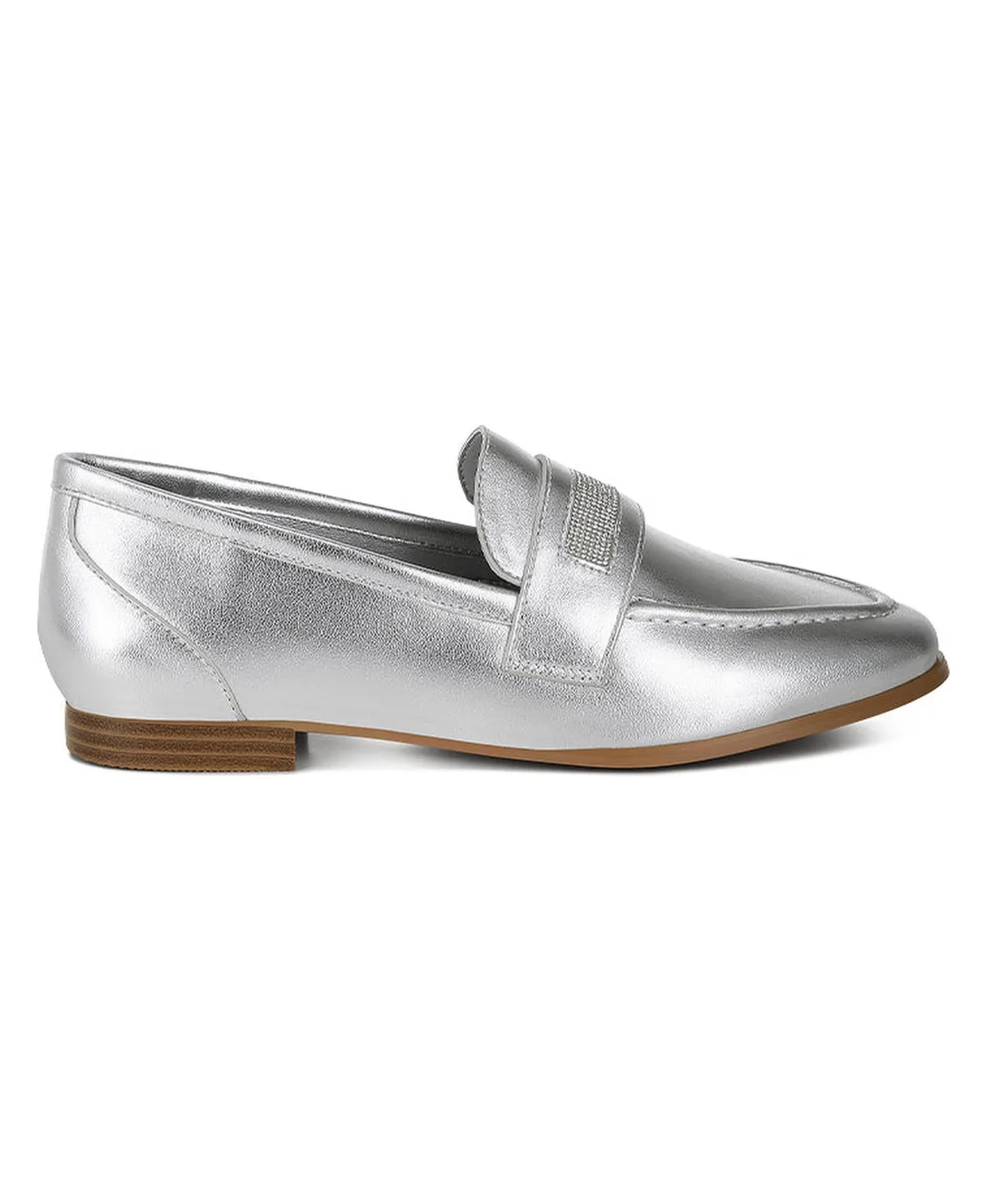 Eden Ode Rhinestone Strap Metallic Loafers