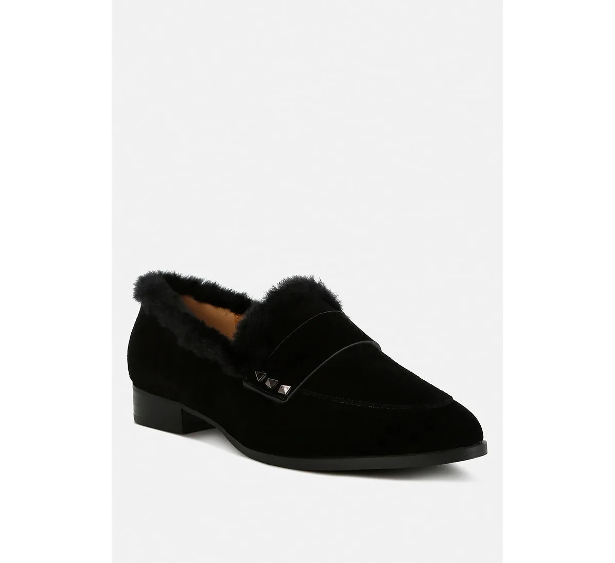 Allie Fur Trim Suede Loafers