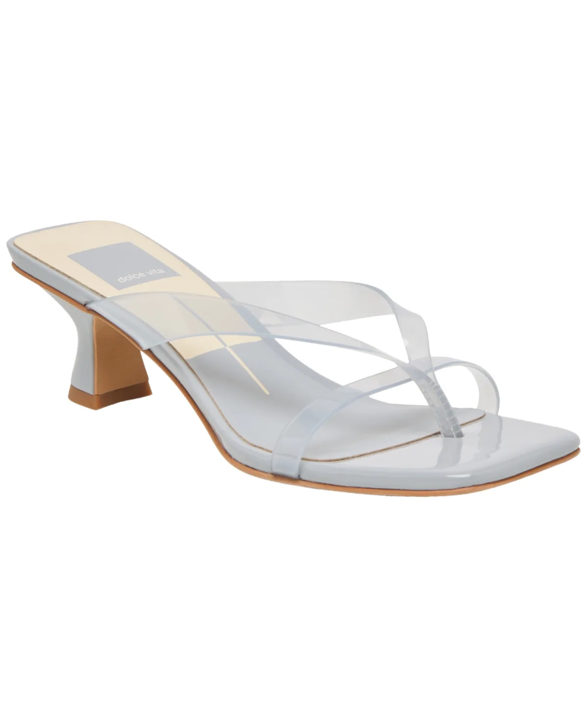 Brevel Vinyl Jelly Thong Low Block Heel Dress Sandals