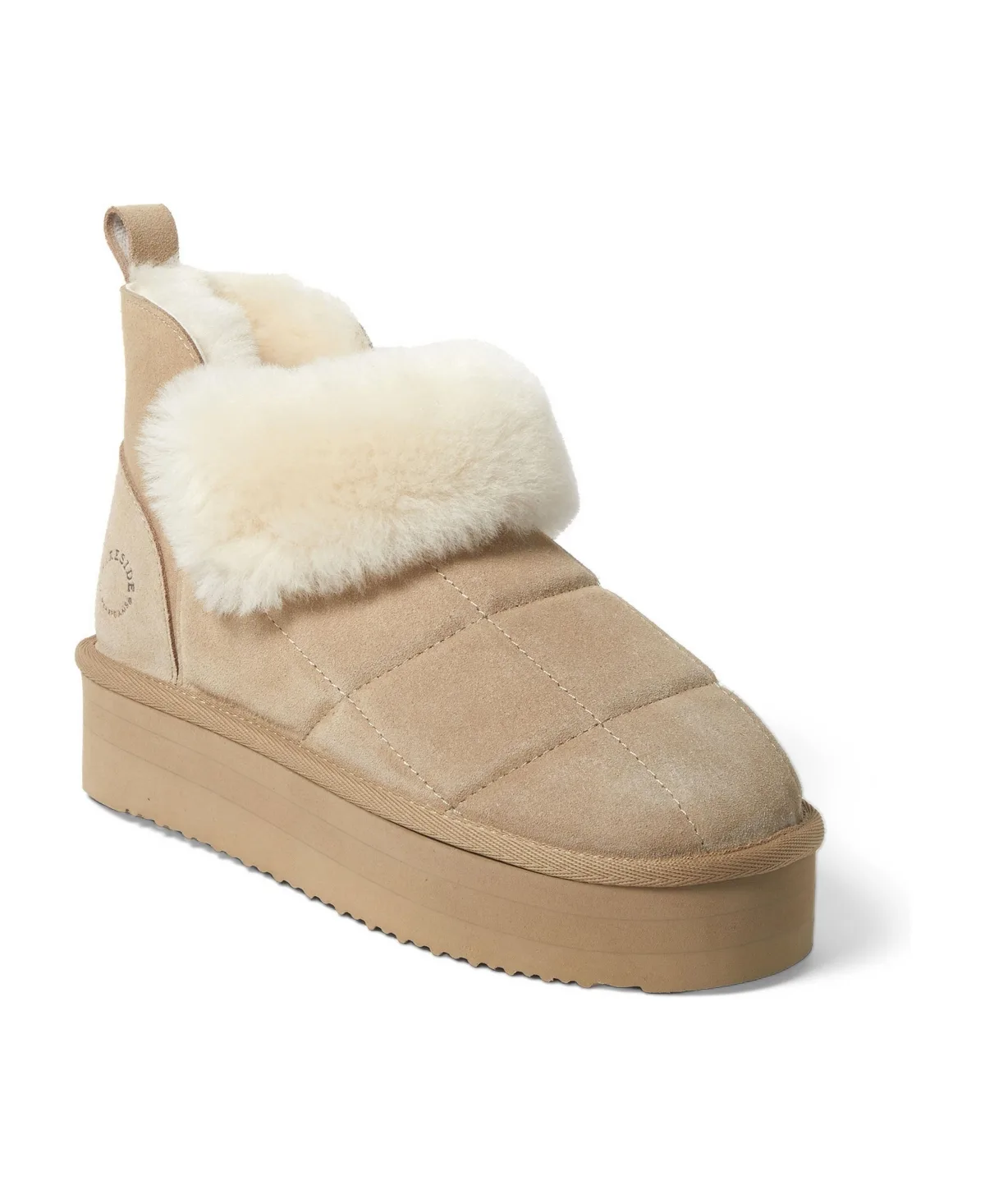 Fireside by Dearfoams Bayswater Genuine Shearling Quilted Platform Bootie