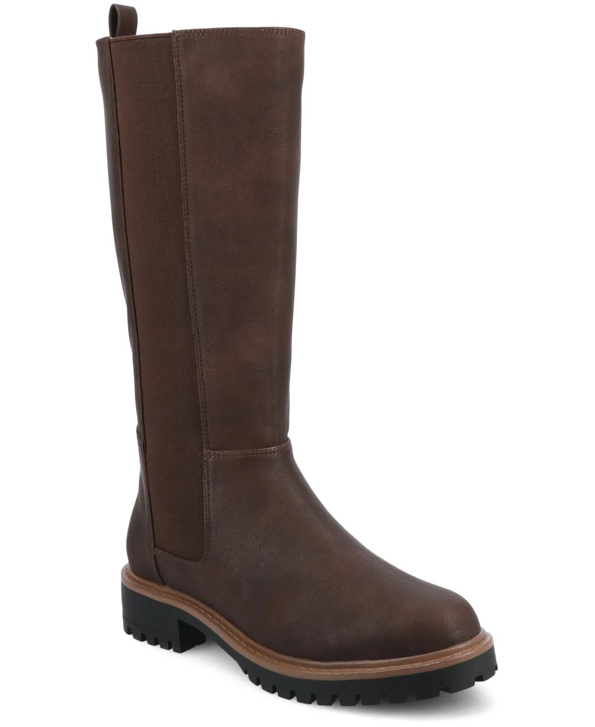 Brandi Lug Sole Wide Calf Knee High Boots by Journee Collection