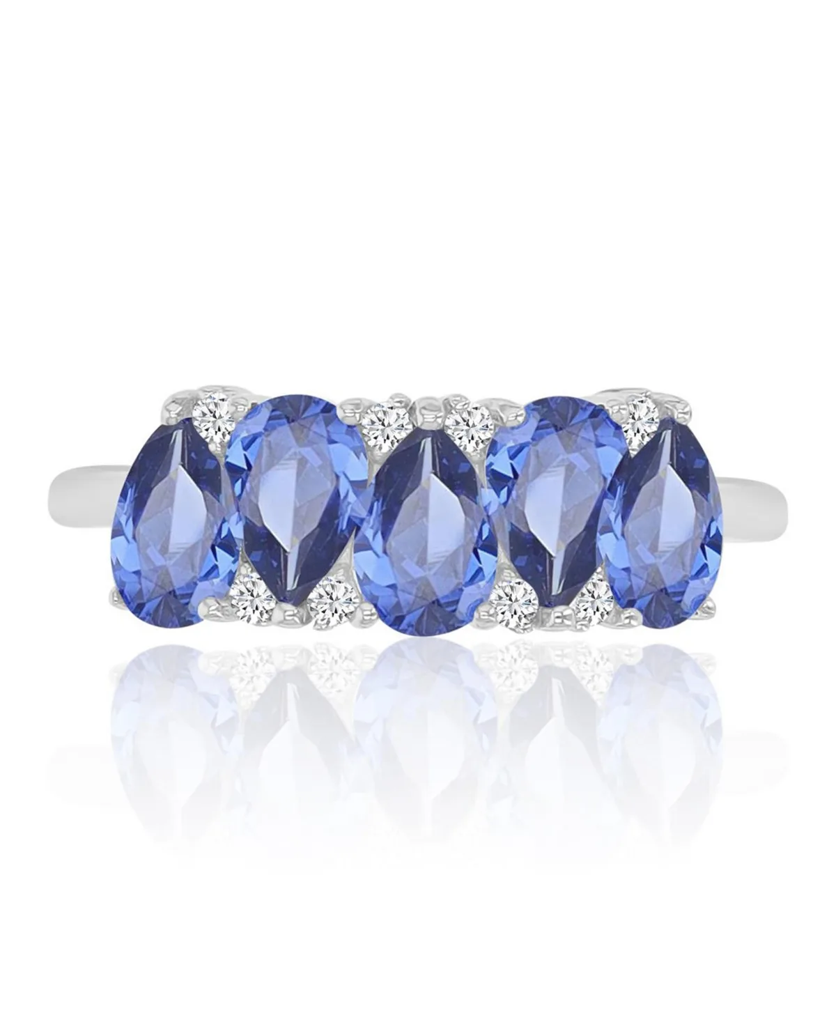 Tanzanite Cubic Zirconia Ring in Rhodium Over Sterling Silver