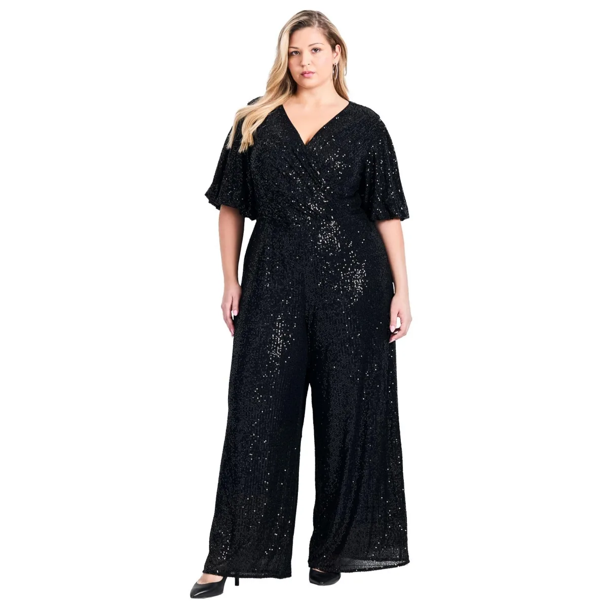 Nada Sequin Puff Sleeve Jumpsuit