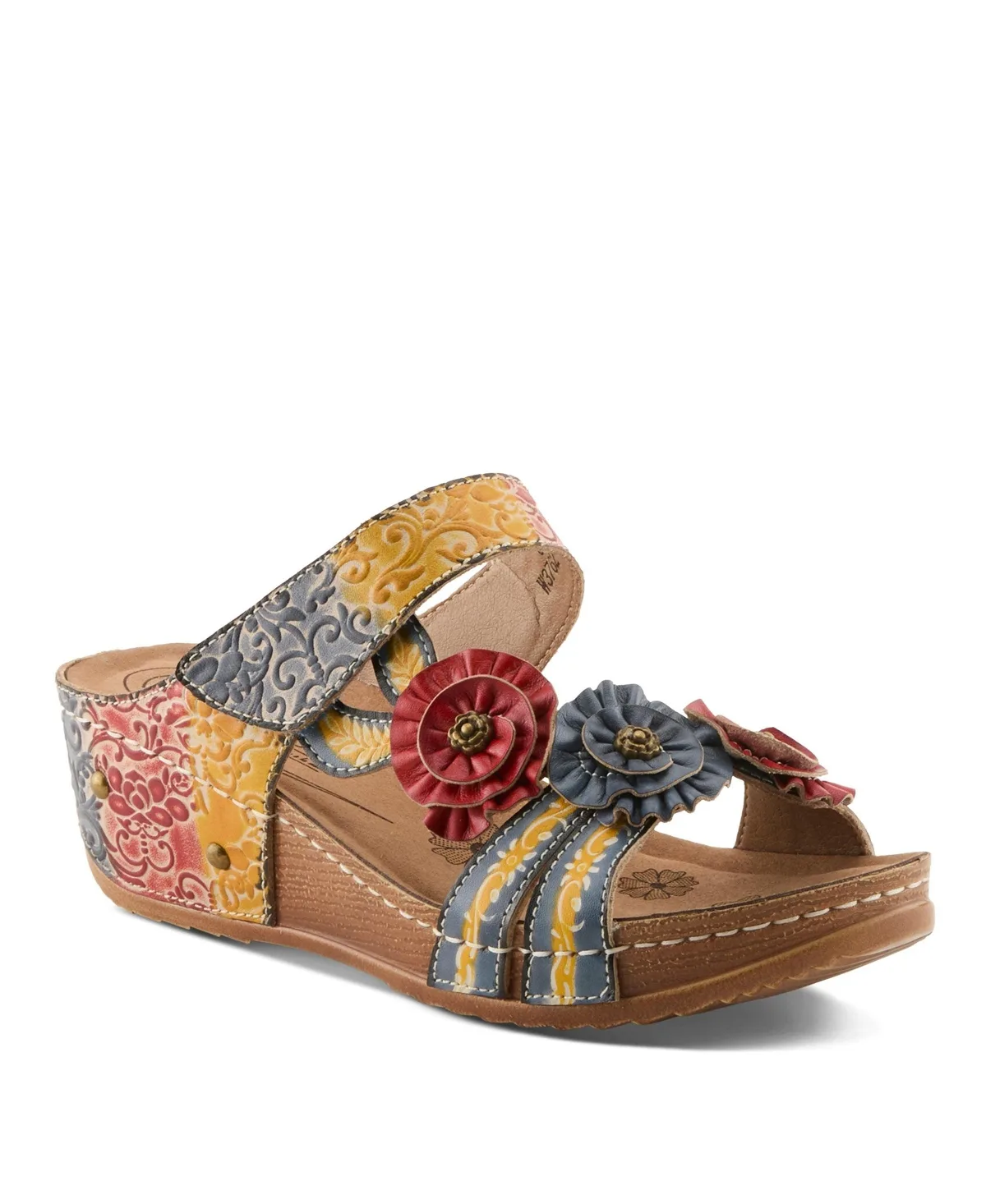 Ohsosweet Floral Leather Wedge with Soft Cushioned Insole