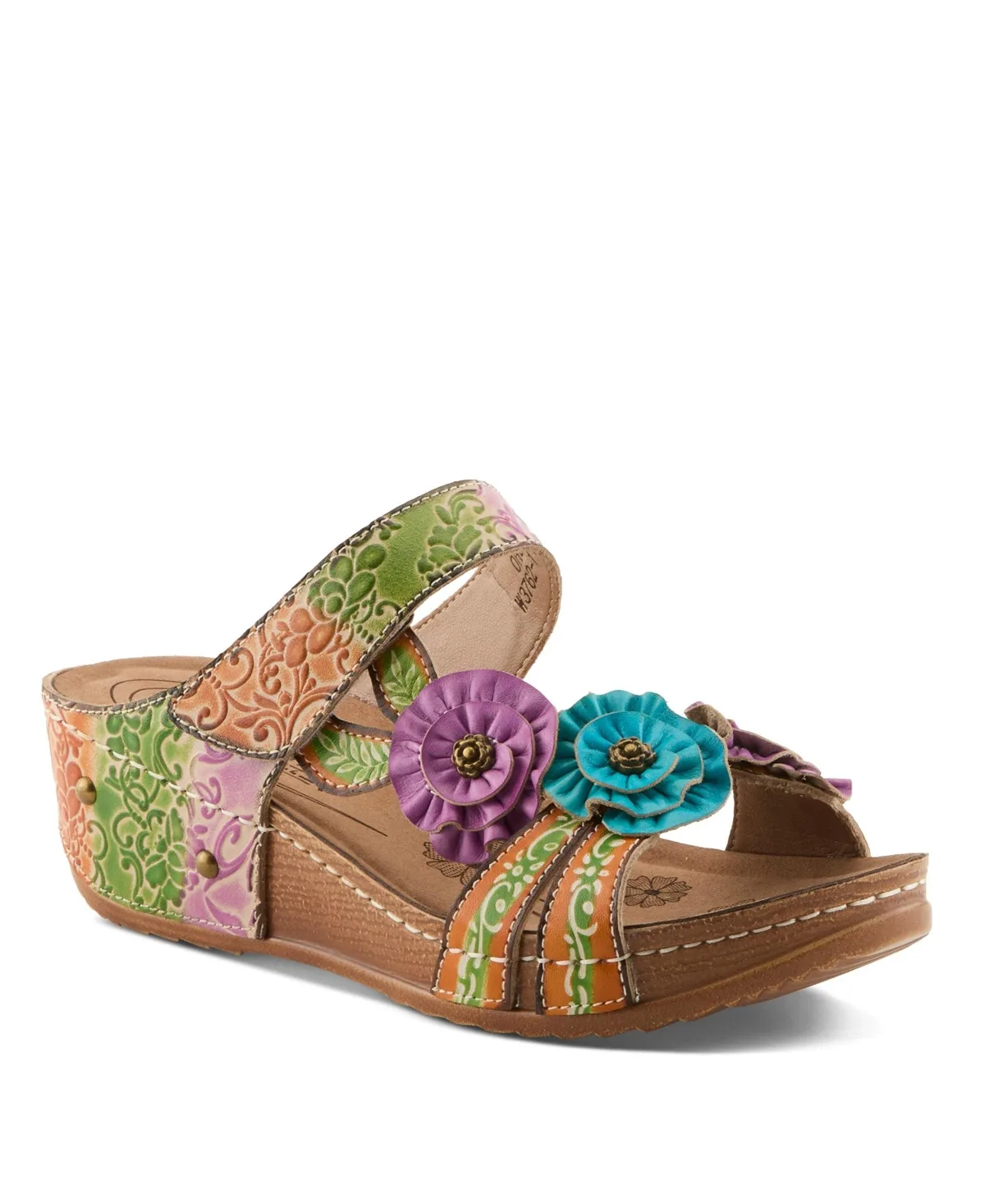 Ohsosweet Floral Leather Wedge with Soft Cushioned Insole