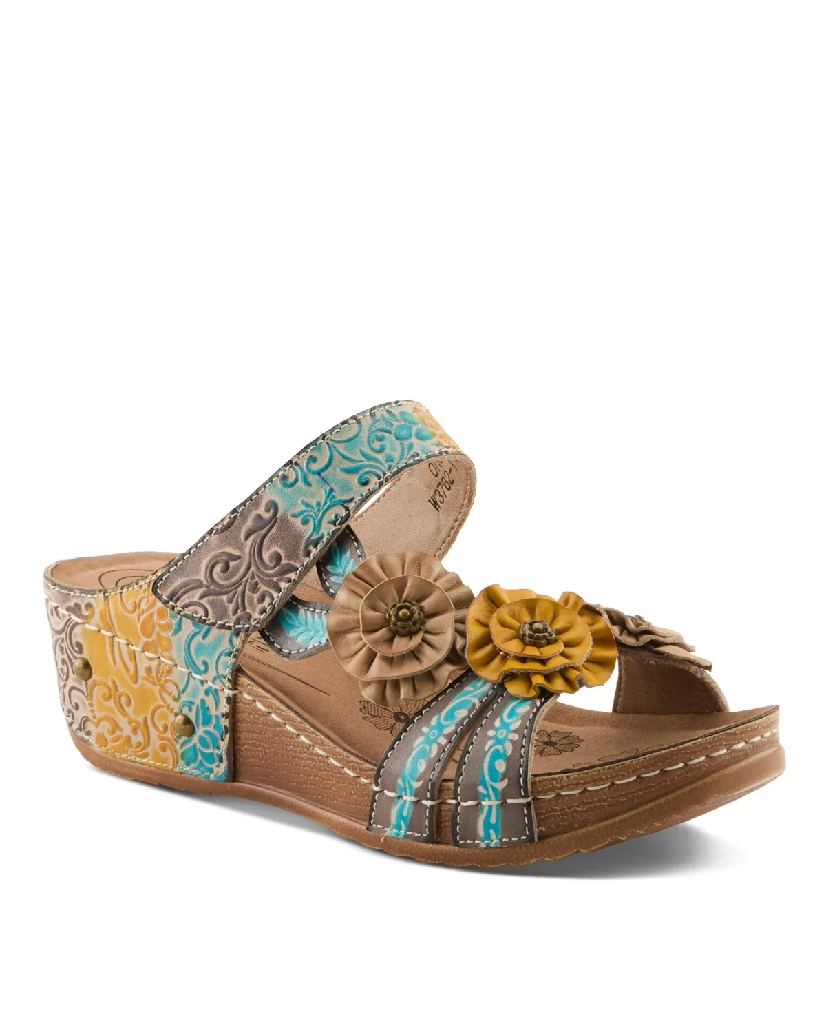 Ohsosweet Floral Leather Wedge with Soft Cushioned Insole