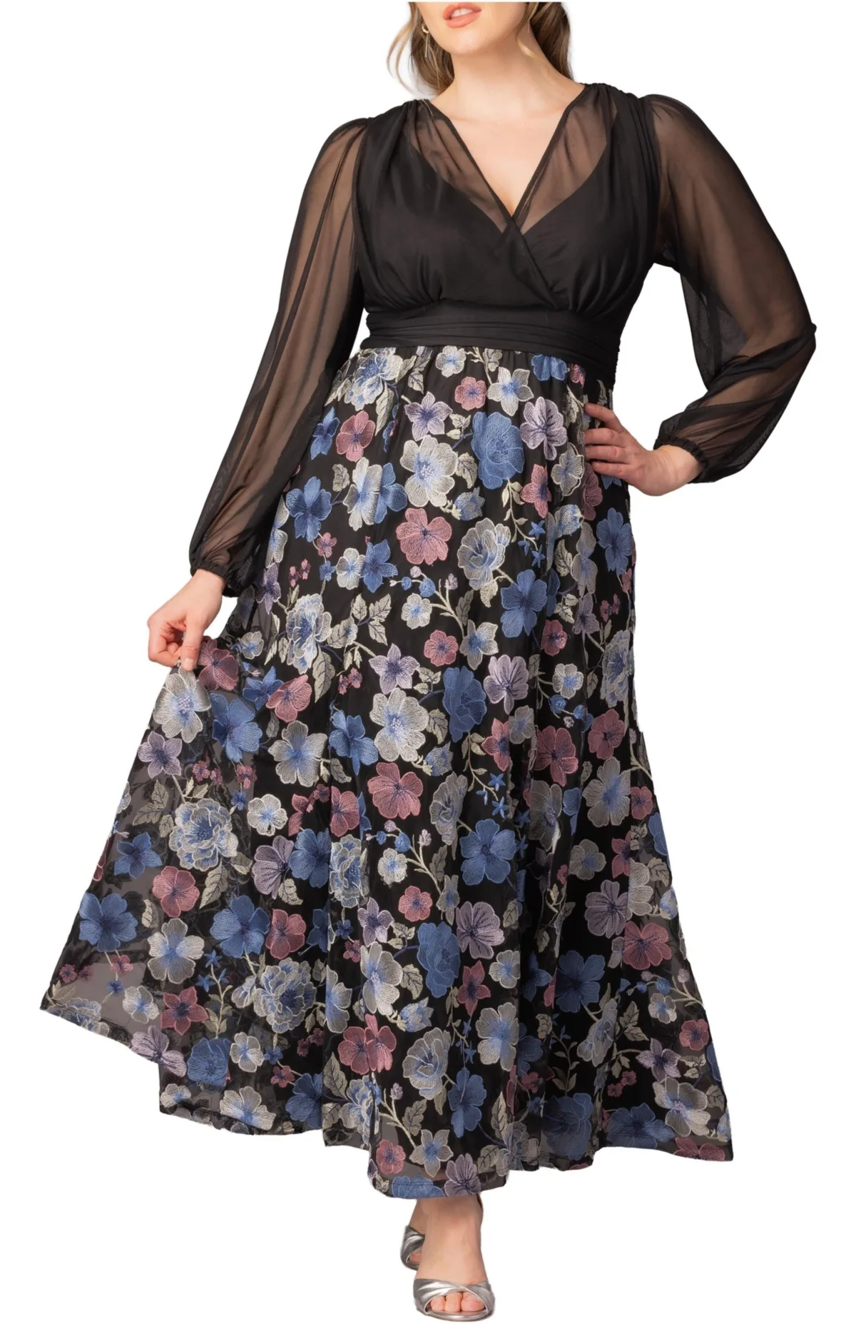 Isabella Embroidered Mesh Formal Gown
