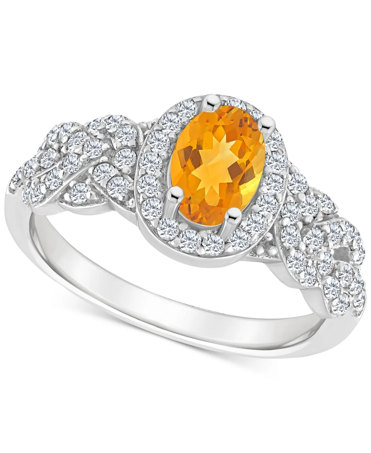 Rhodolite Garnet Blue Topaz (1 ct. t.w.) & White Topaz (1/2 ct. t.w.) Halo Braid Ring in Sterling Silver by Macy's