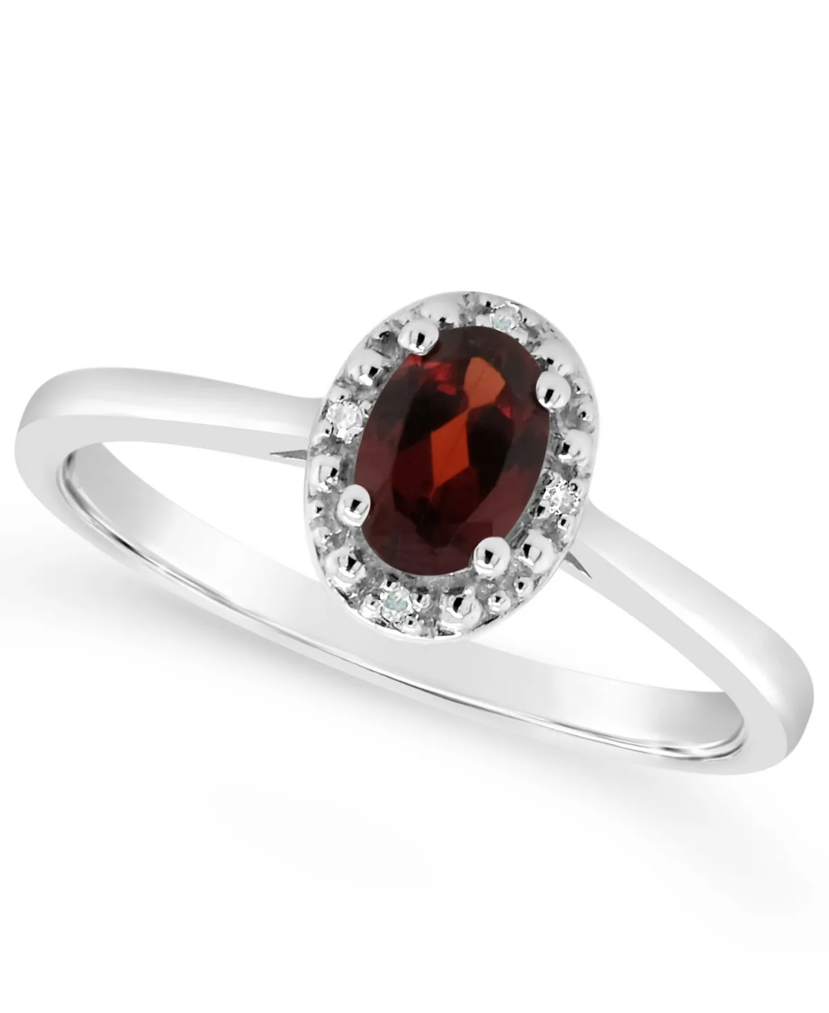 Diamond Accent and Garnet (1/2 ct. t.w.) Ring in Sterling Silver